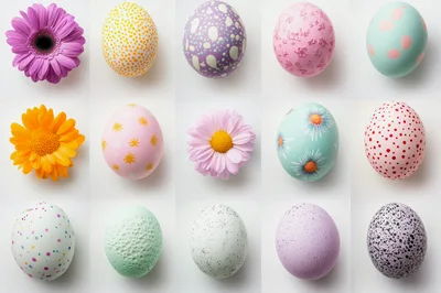 Easter Eggs And Flowers Grid Collection