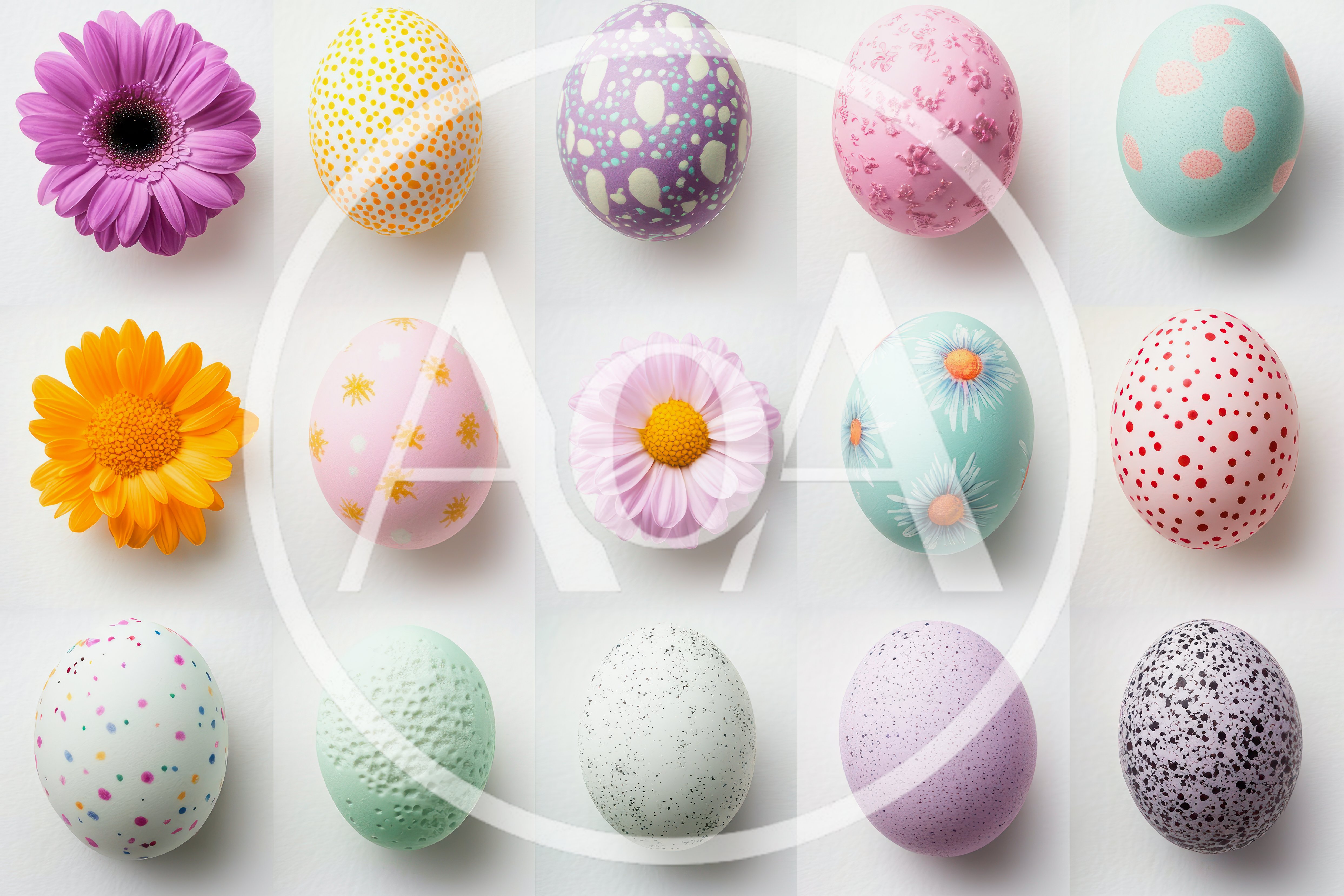 Easter Eggs And Flowers Grid Collection