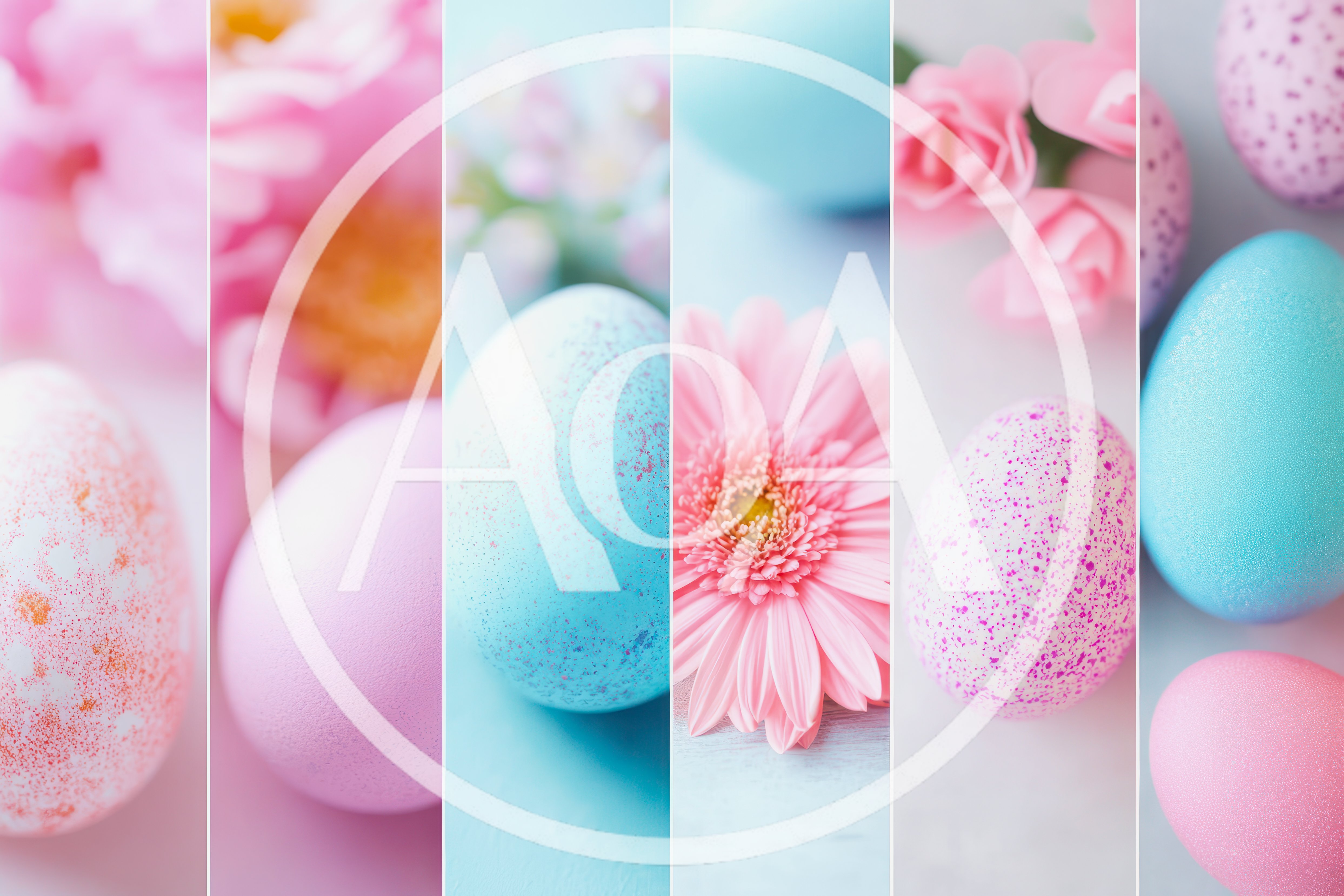 Easter Eggs And Spring Flowers Collage