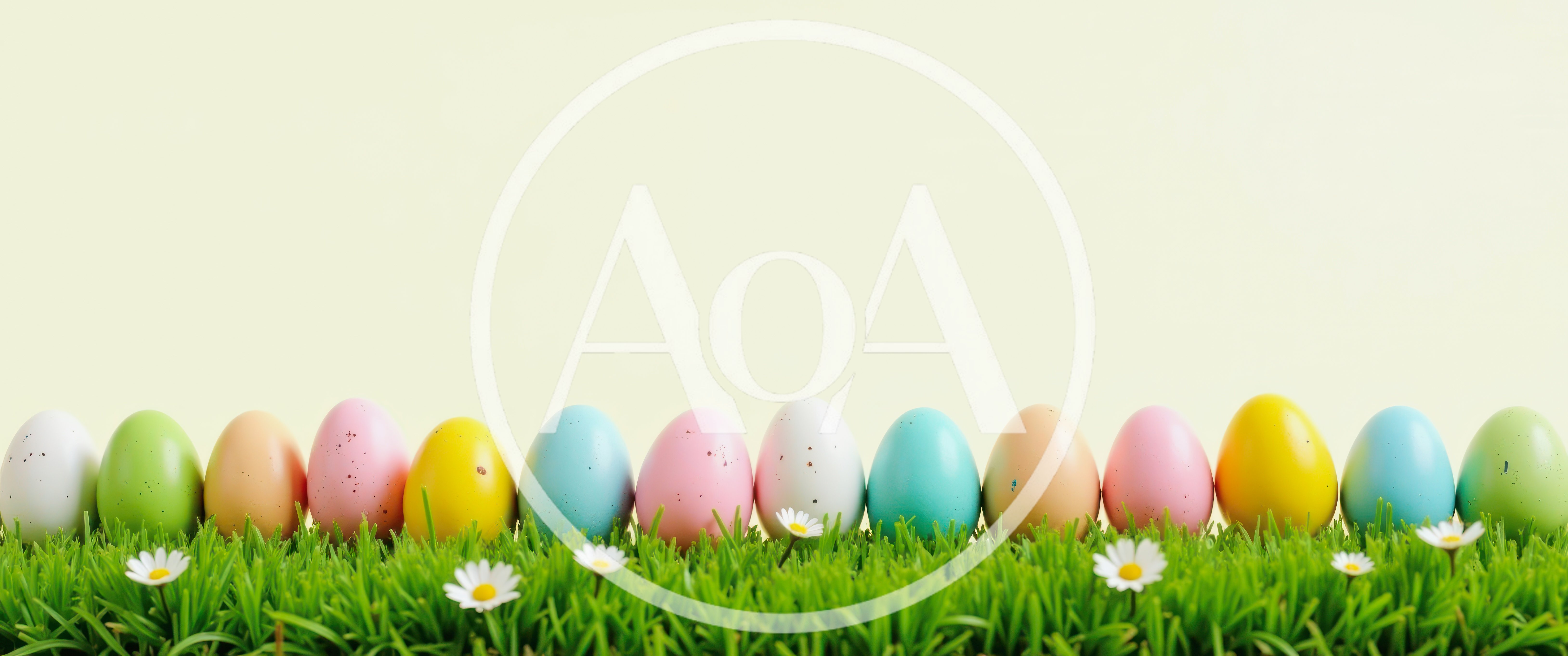 Colorful Easter Eggs Lined Up In Green Grass