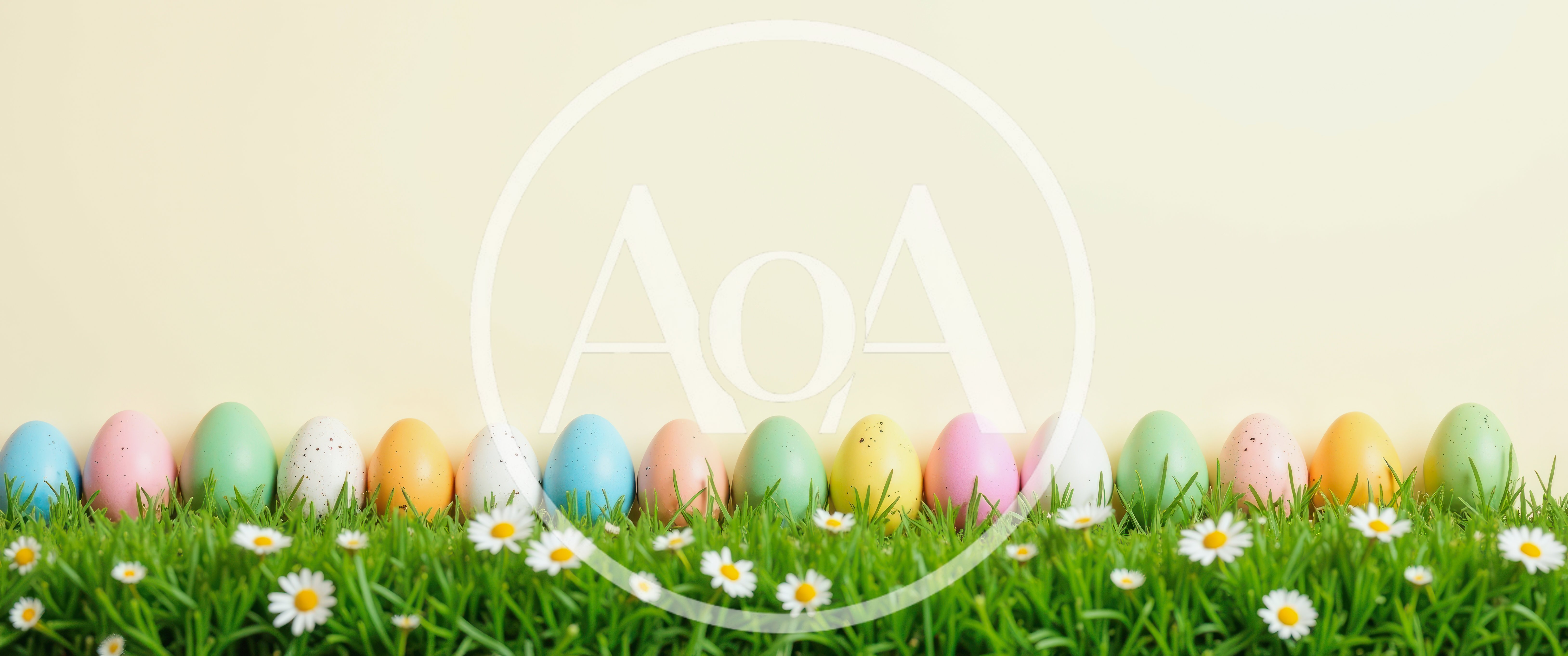 Colorful Easter Eggs Lined Up In Green Grass