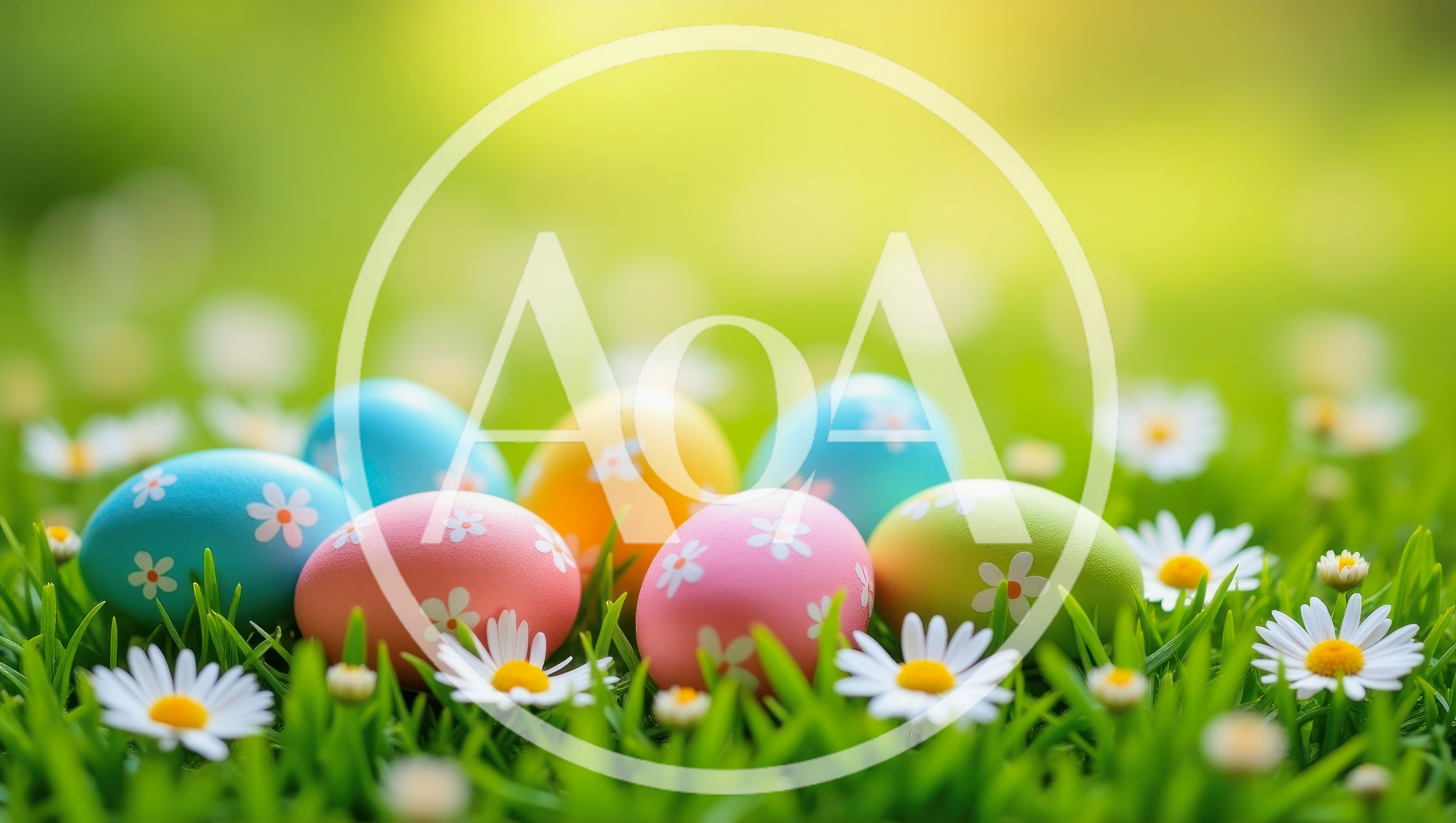 Colorful Easter Eggs Nestled in Spring Grass