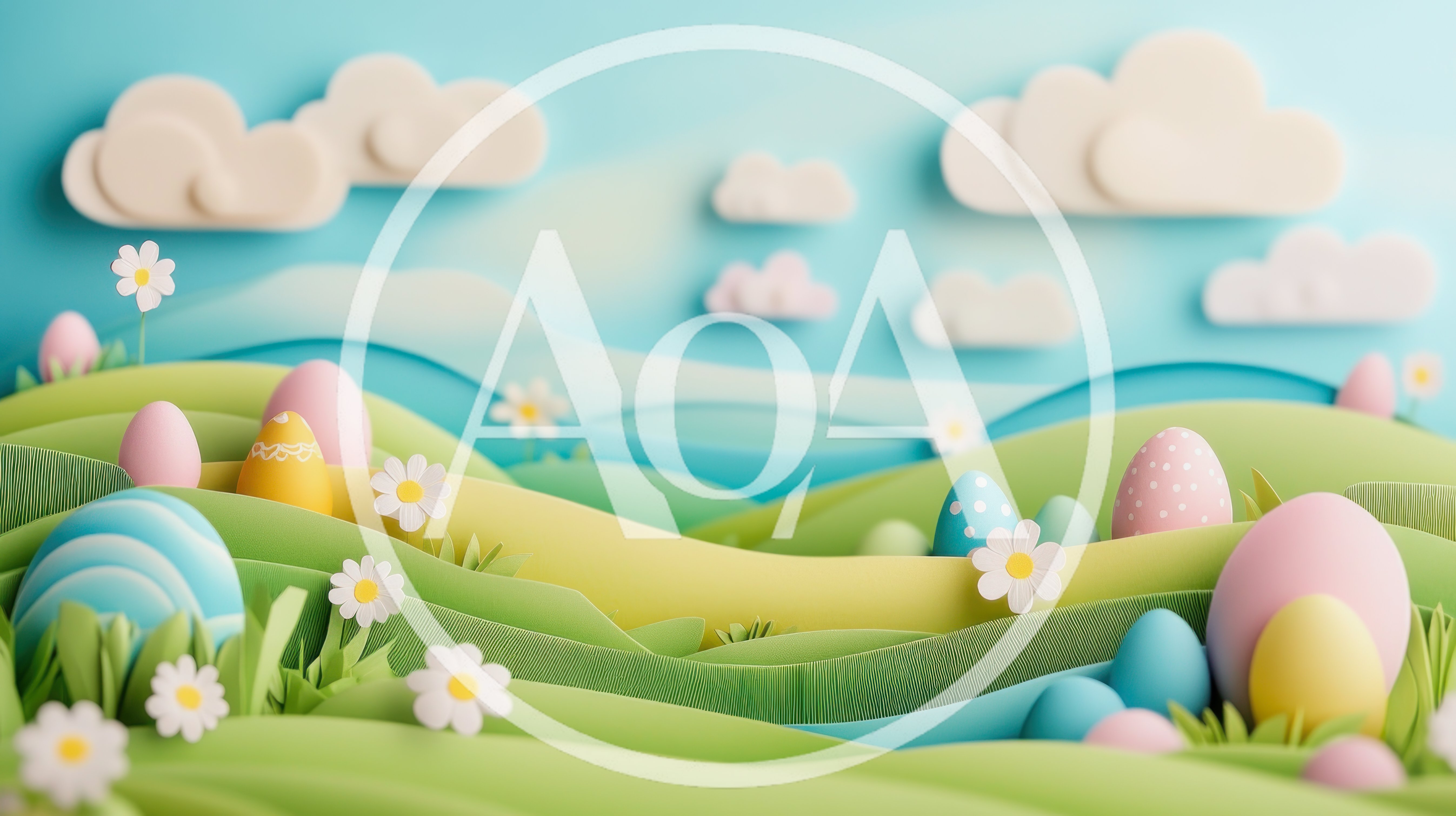 Paper Craft Easter Landscape With Colorful Eggs