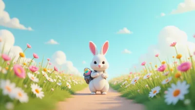 Cute White Bunny Carrying Easter Egg Backpack