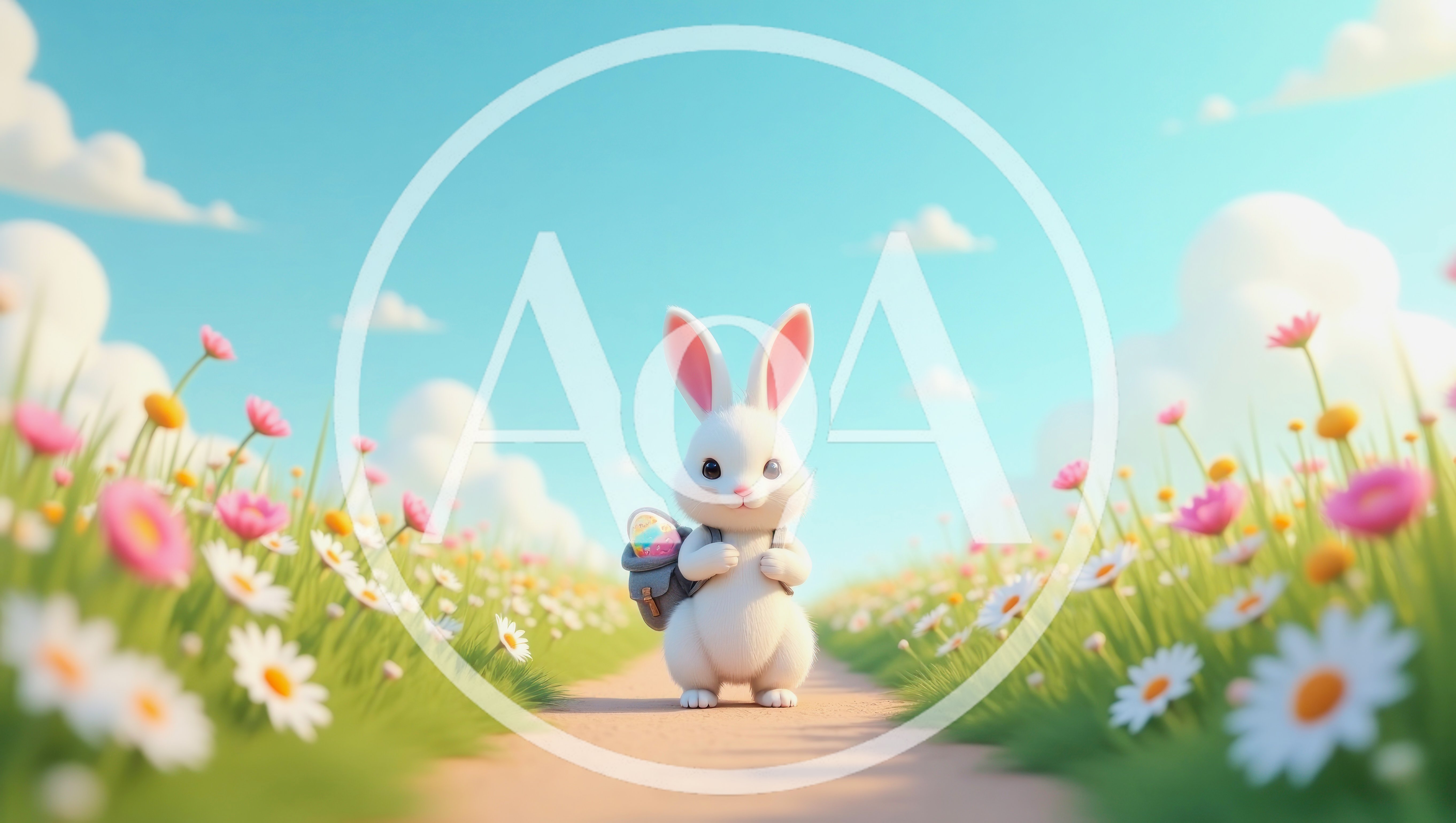 Cute White Bunny Carrying Easter Egg Backpack
