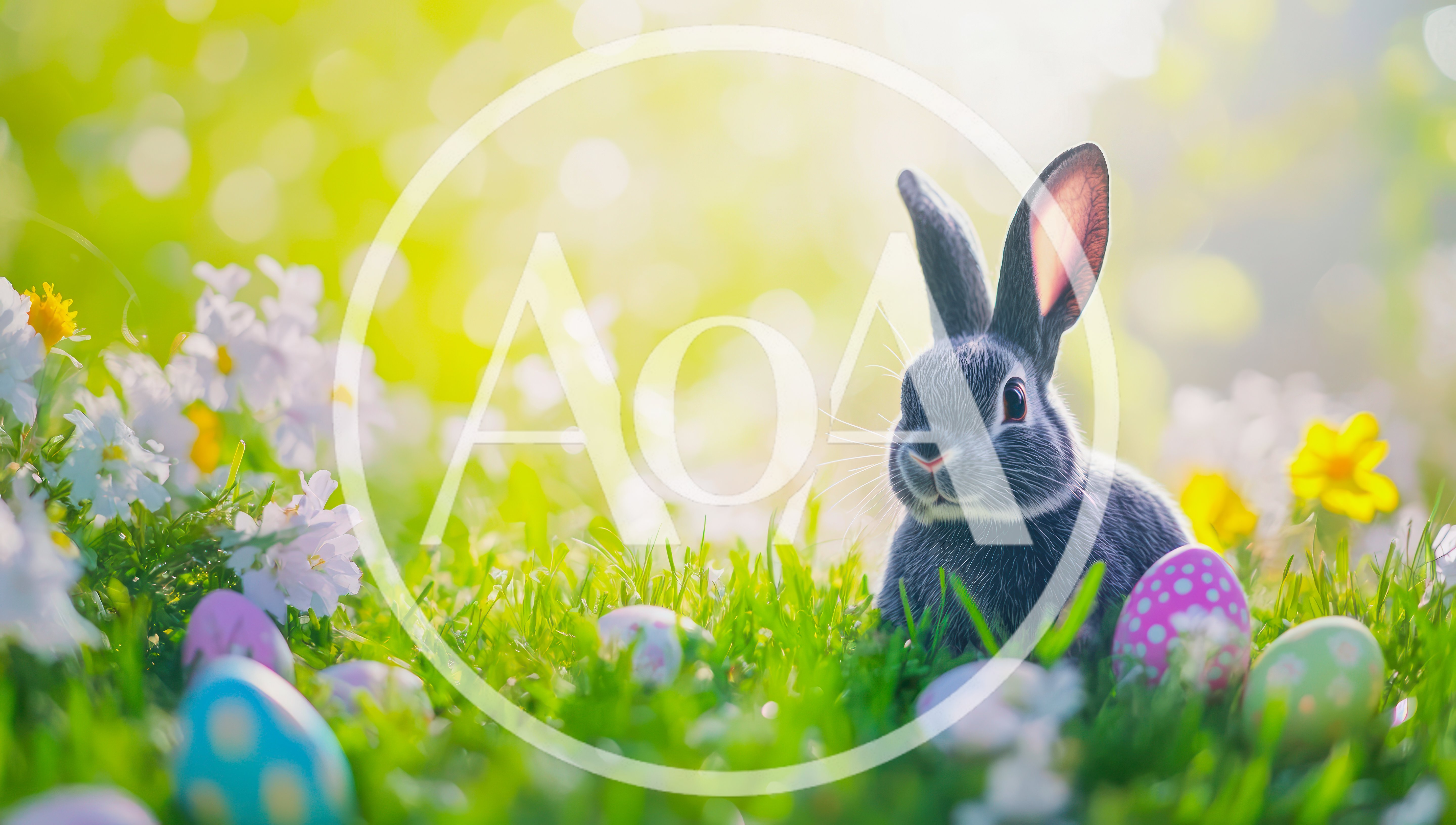 Cute Easter Bunny Sitting In A Sunny Spring Meadow