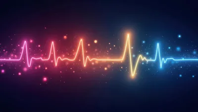 Neon Heartbeat EKG Pulse Line With Glowing Particles