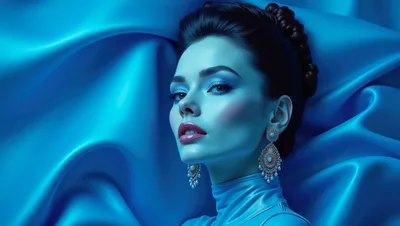 Portrait Of A Woman In Blue Silk