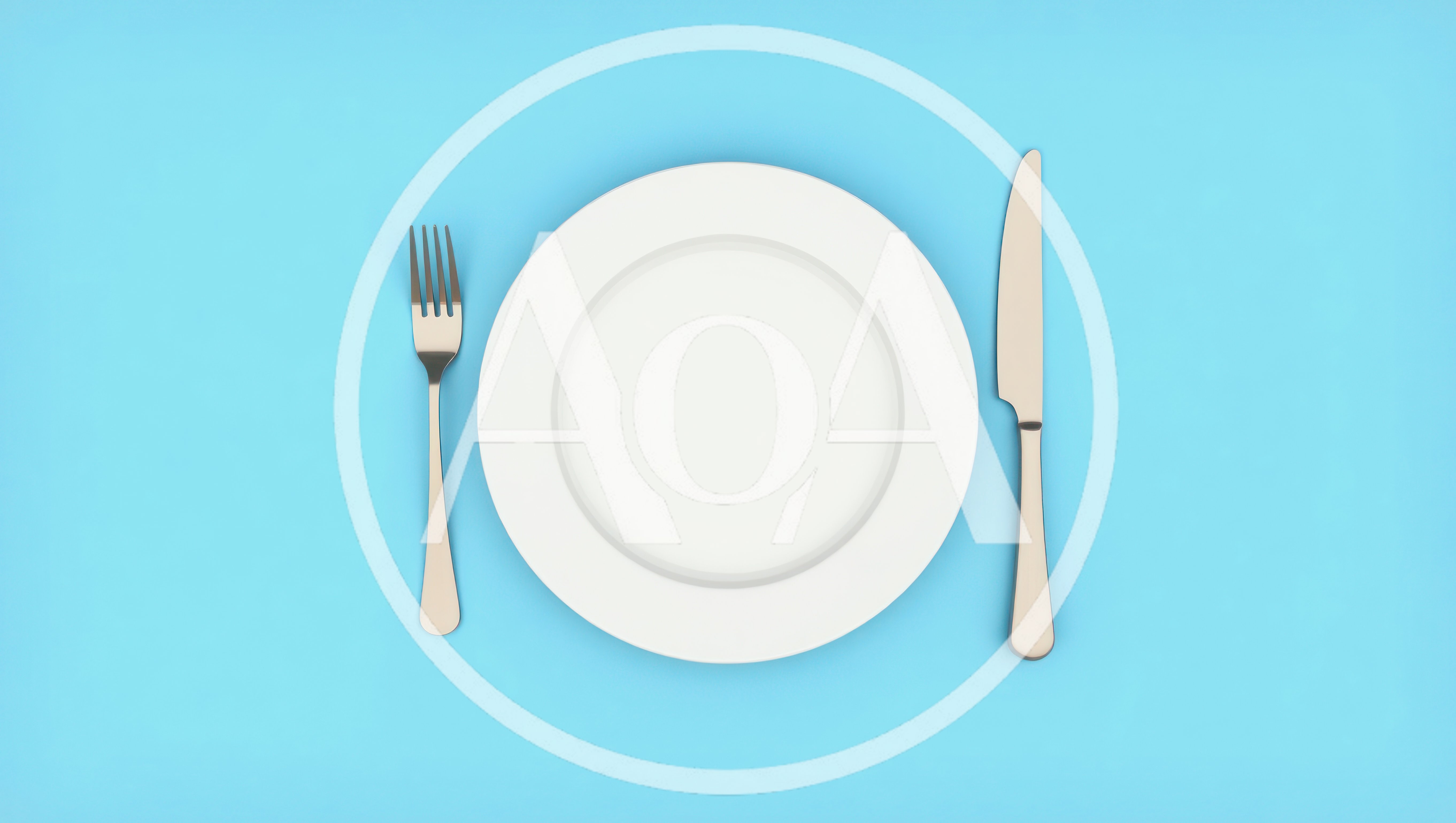 Empty White Plate With Fork And Knife
