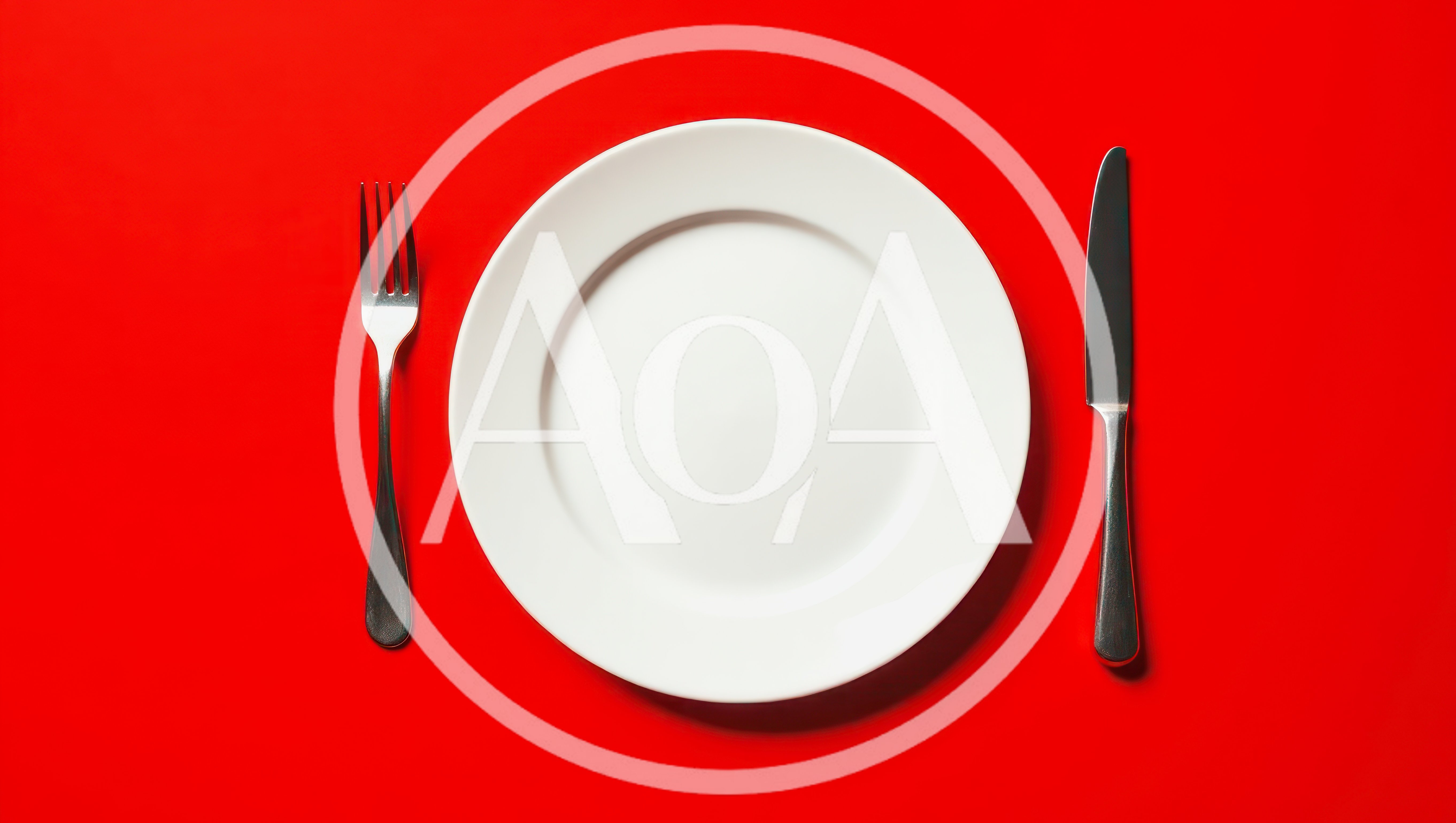 Empty White Plate With Fork And Knife