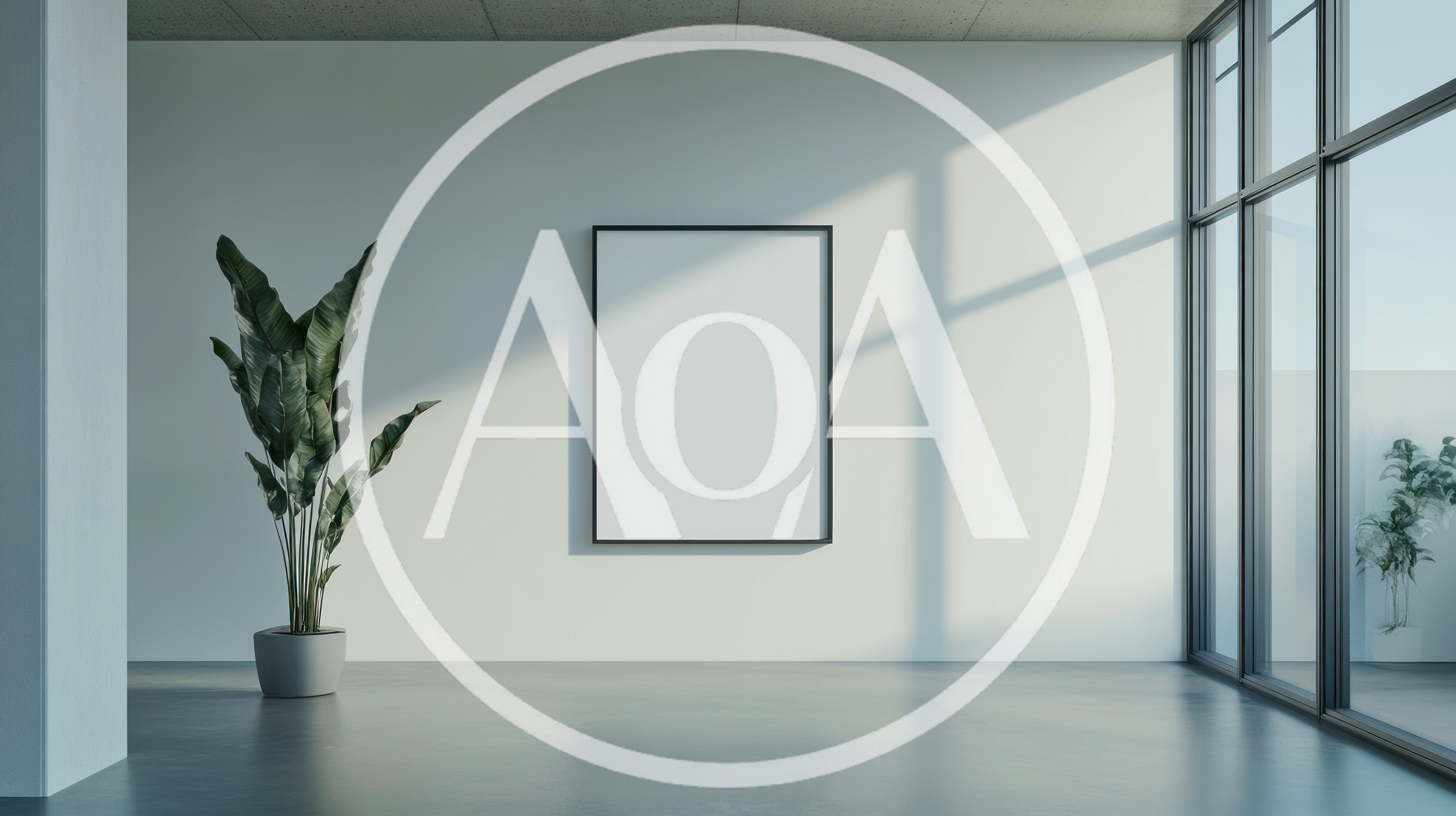 Minimalist Interior With Blank Poster Frame And Plant