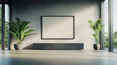 Minimalist Living Room With Blank Wall Frame