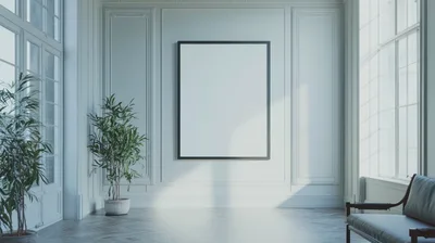 Empty Picture Frame On A Minimalist Wall