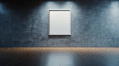 Empty White Picture Frame On Dark Concrete Wall