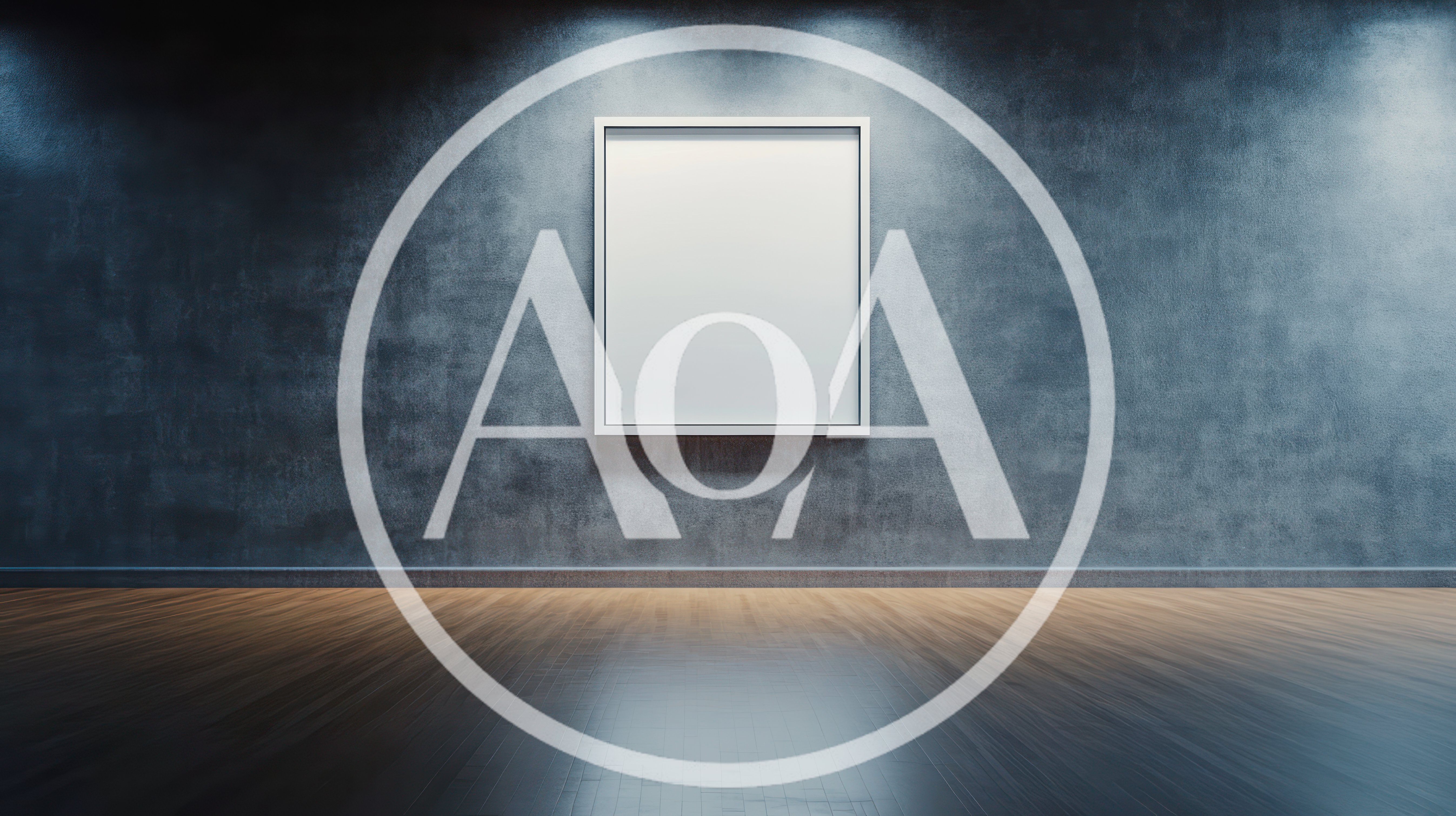 Empty White Picture Frame On Dark Concrete Wall
