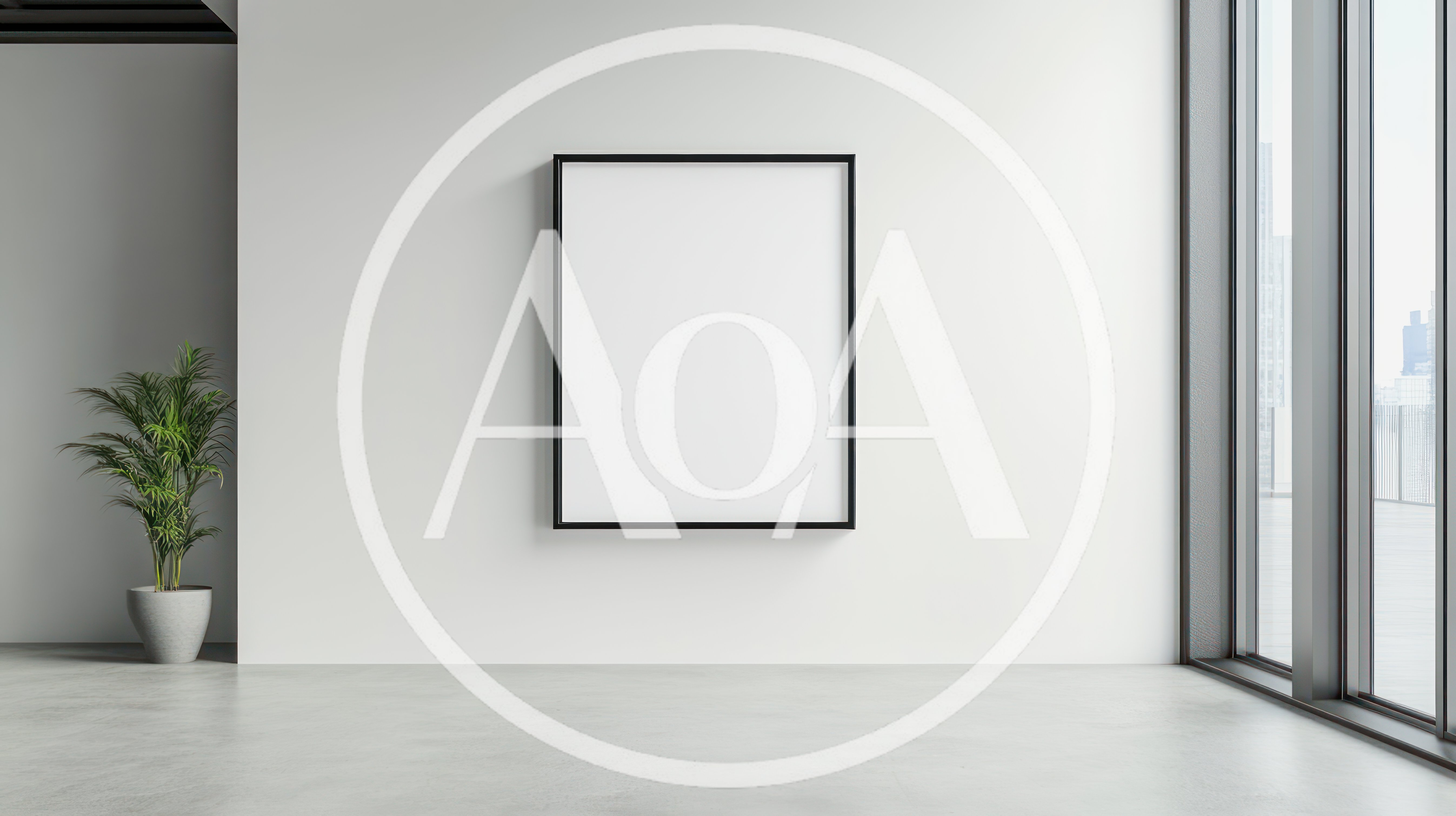 Empty Picture Frame On A Minimalist White Wall