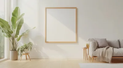 Minimalist Living Room Interior With Blank Picture Frame
