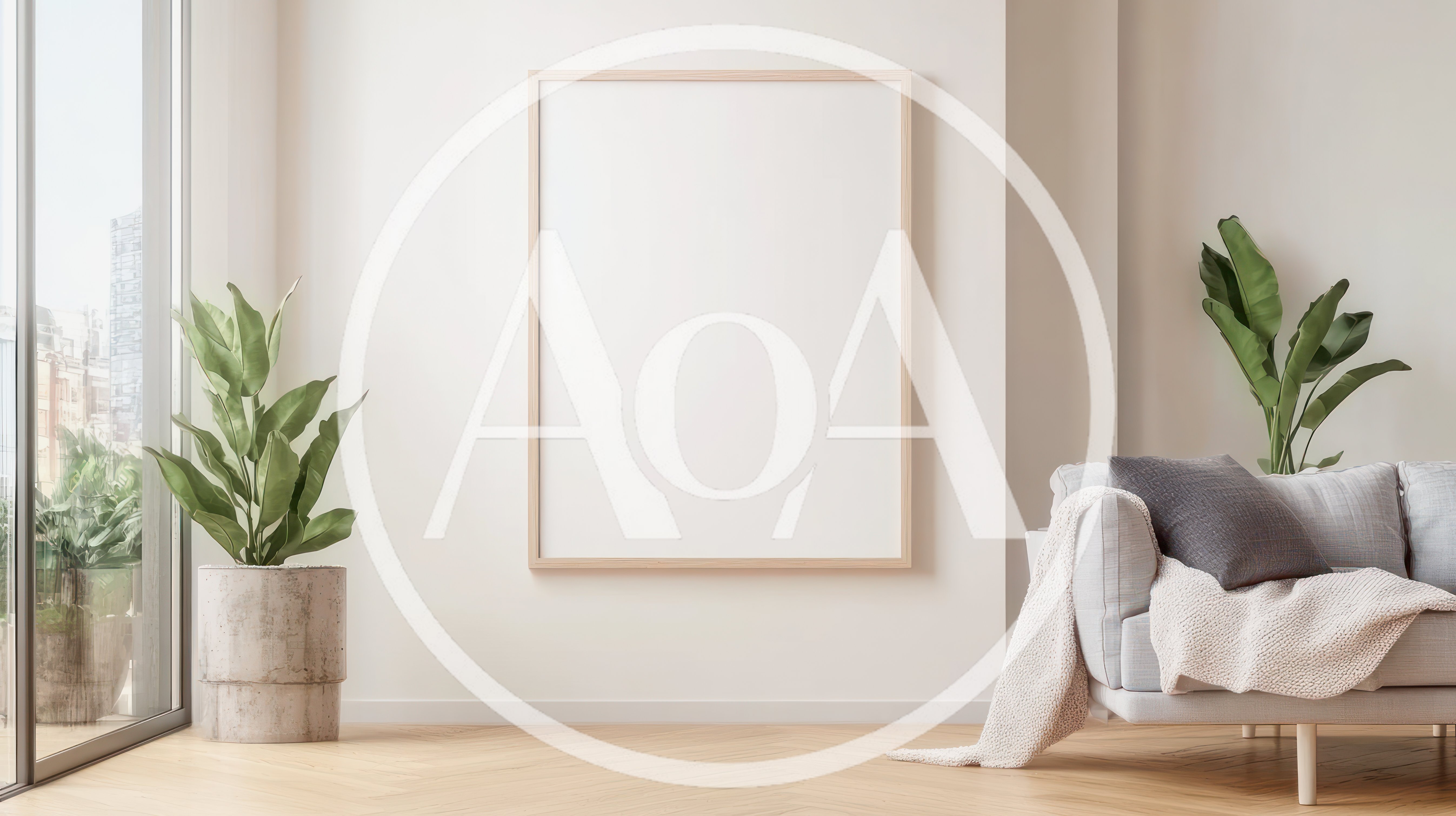Minimalist Living Room Interior With Blank Poster Frame