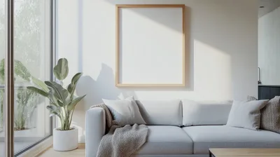 Modern Living Room Interior With Empty Picture Frame