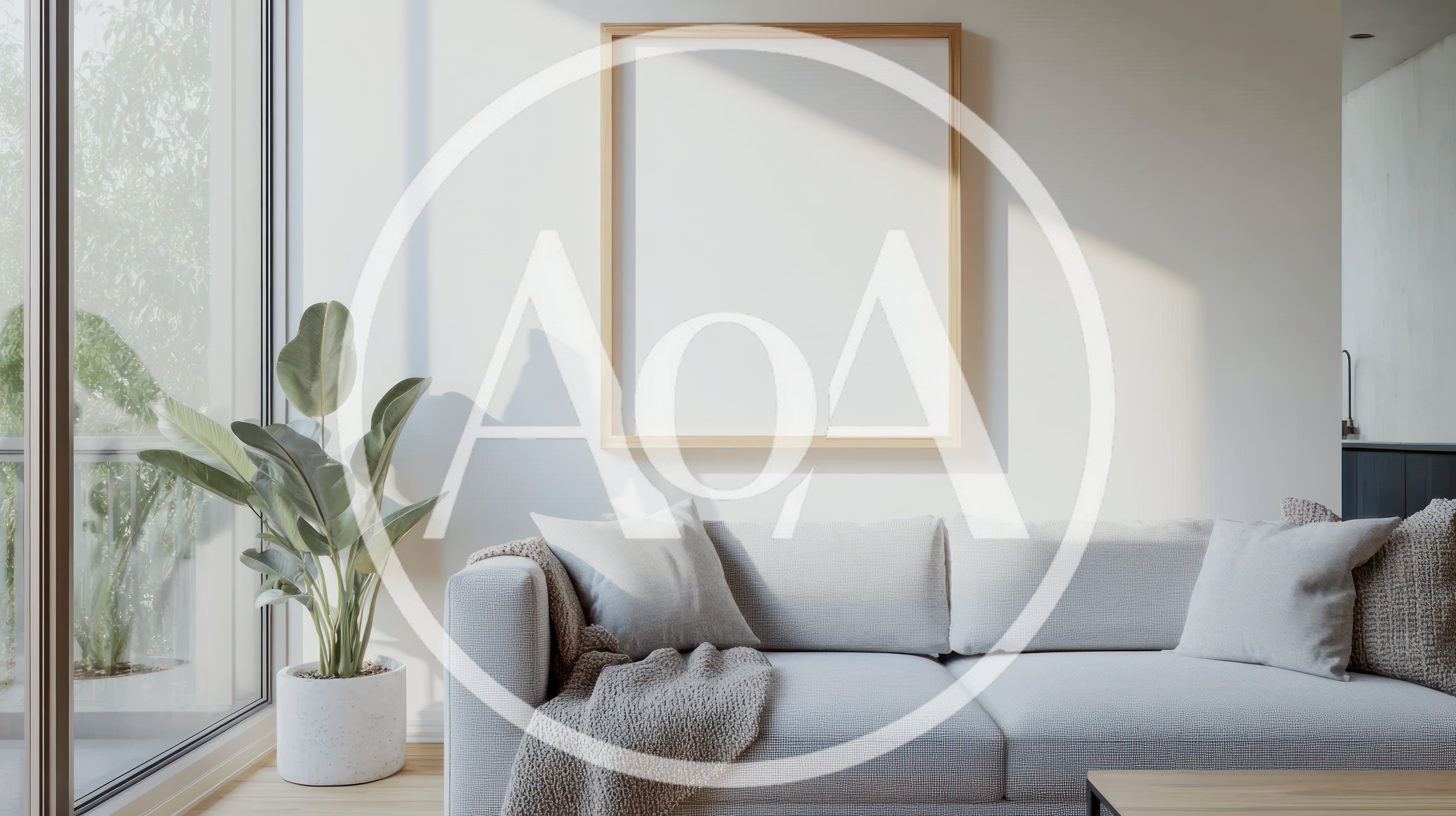 Modern Living Room Interior With Empty Picture Frame