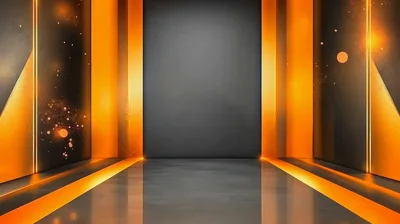 Modern Abstract Stage Background With Glowing Orange Lights