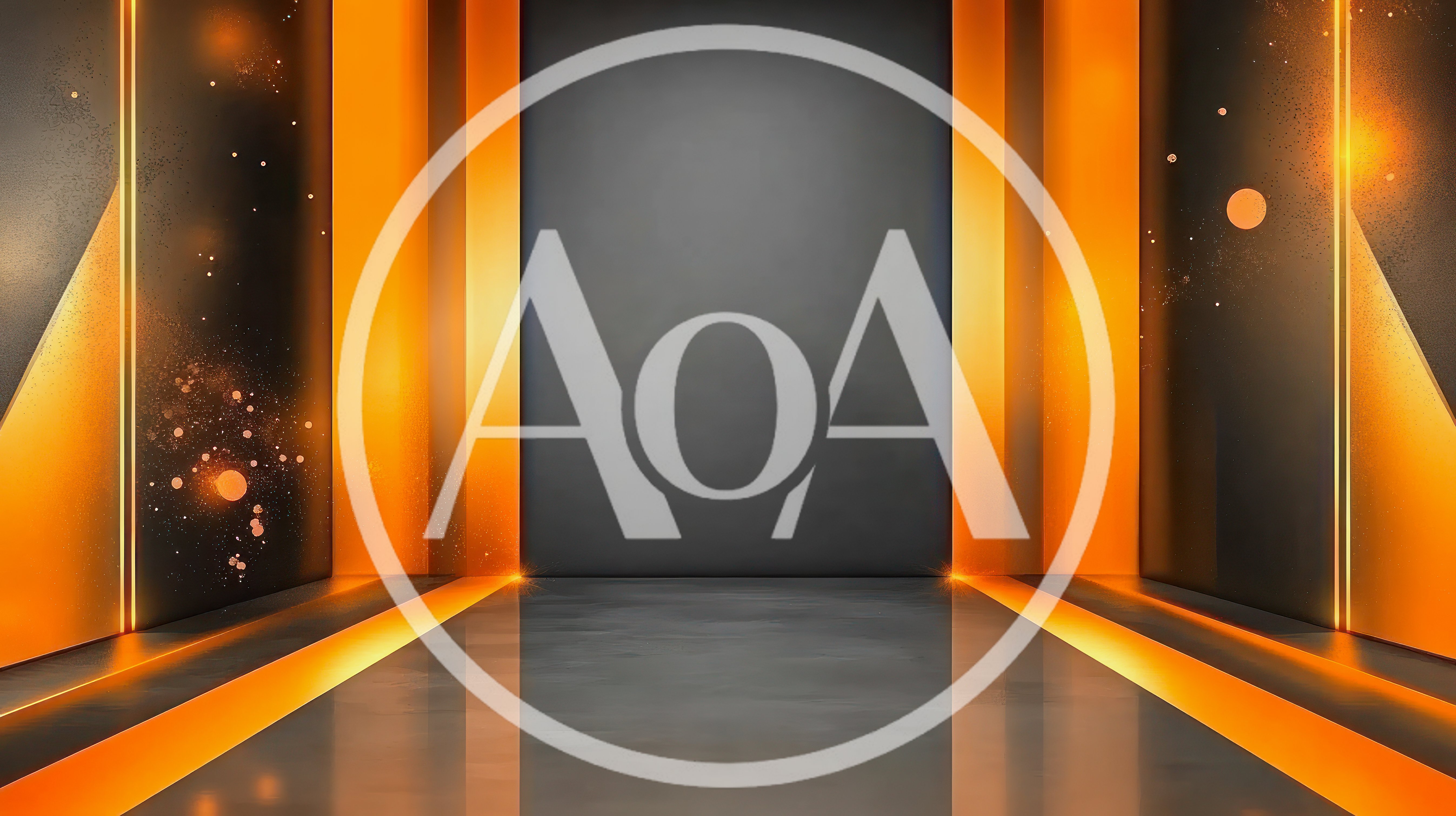 Modern Abstract Stage Background With Glowing Orange Lights