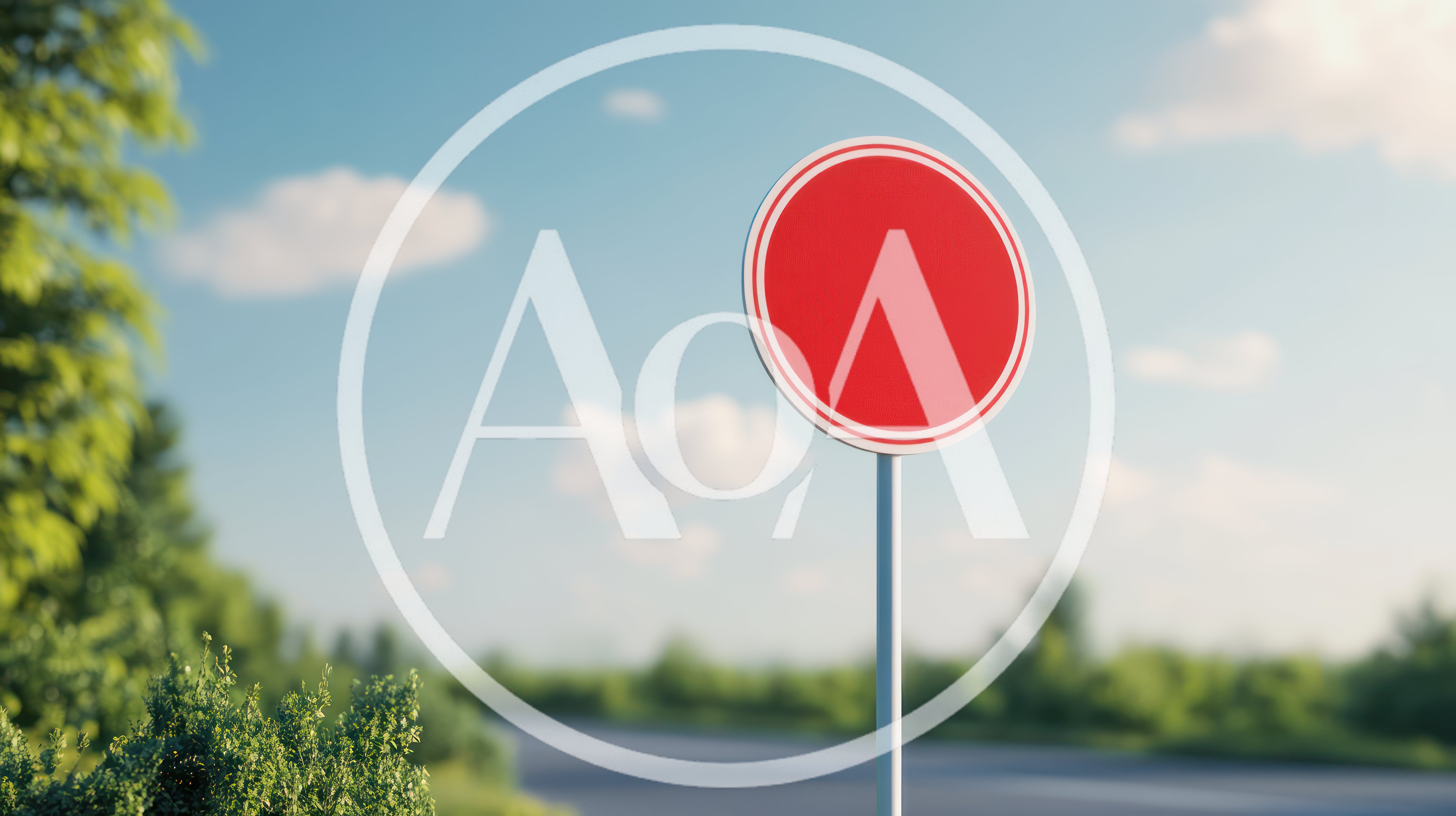 Blank Red Circular Traffic Sign On Roadside