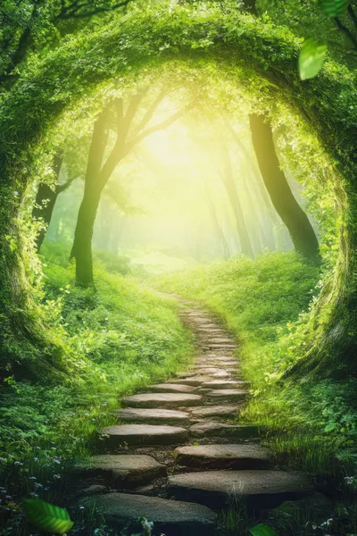 Enchanted Forest Path Through A Natural Tree Archway