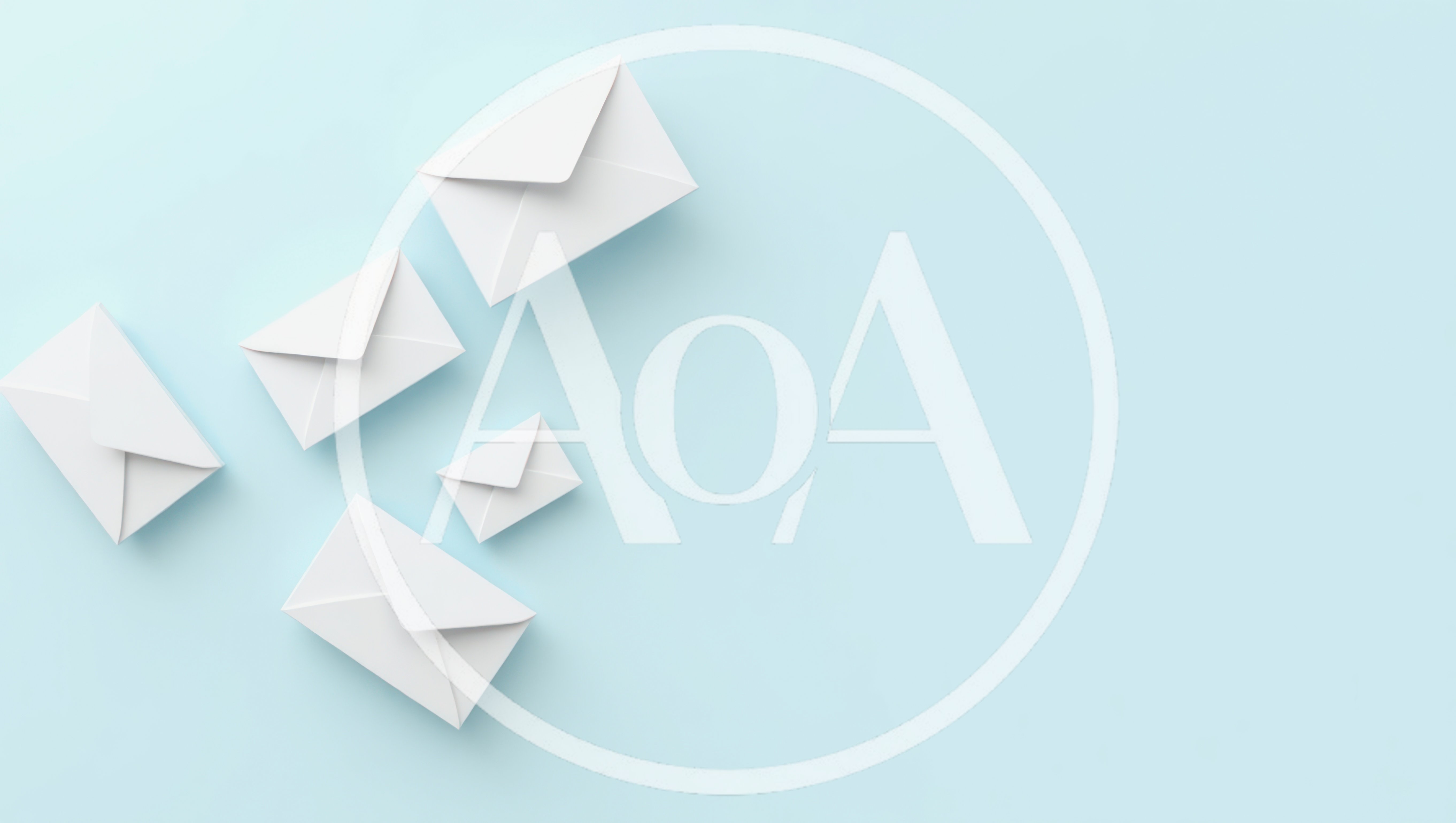 White Envelopes Floating on Light Blue Background