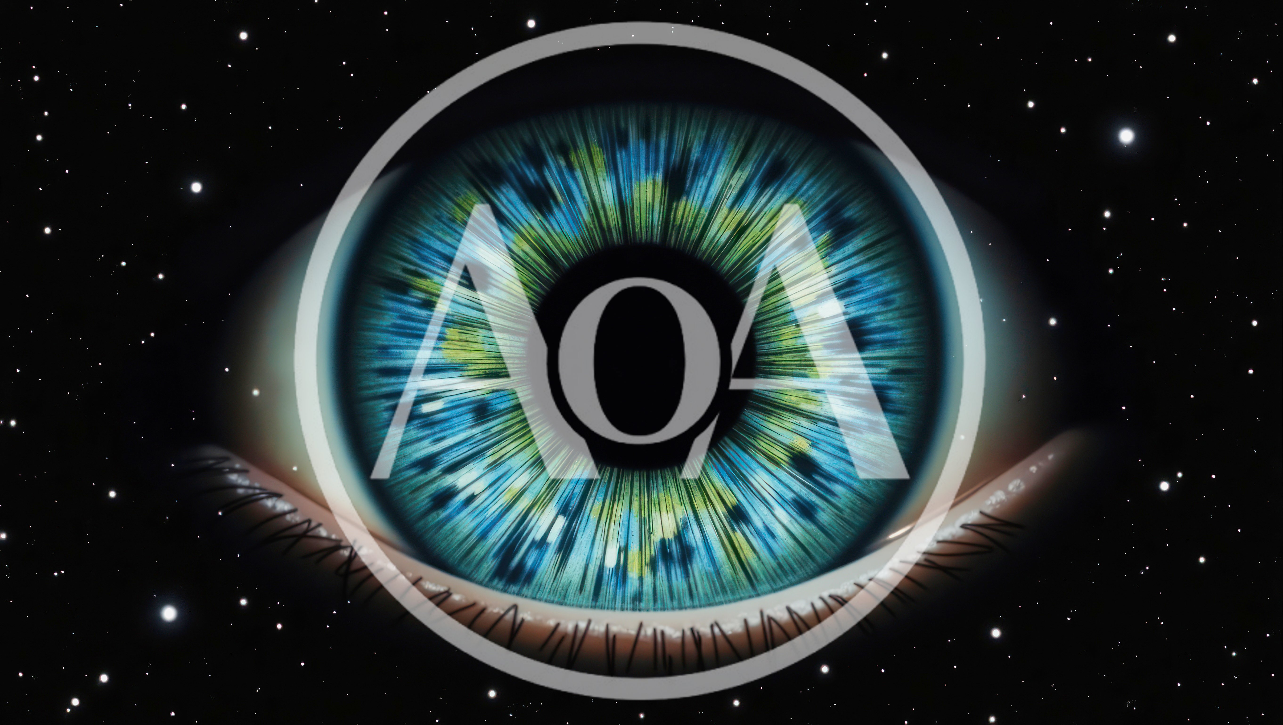 Close Up Of A Human Eye With A Galaxy Iris