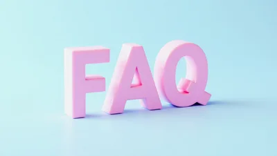 3D Pink FAQ Text On Light Blue Background