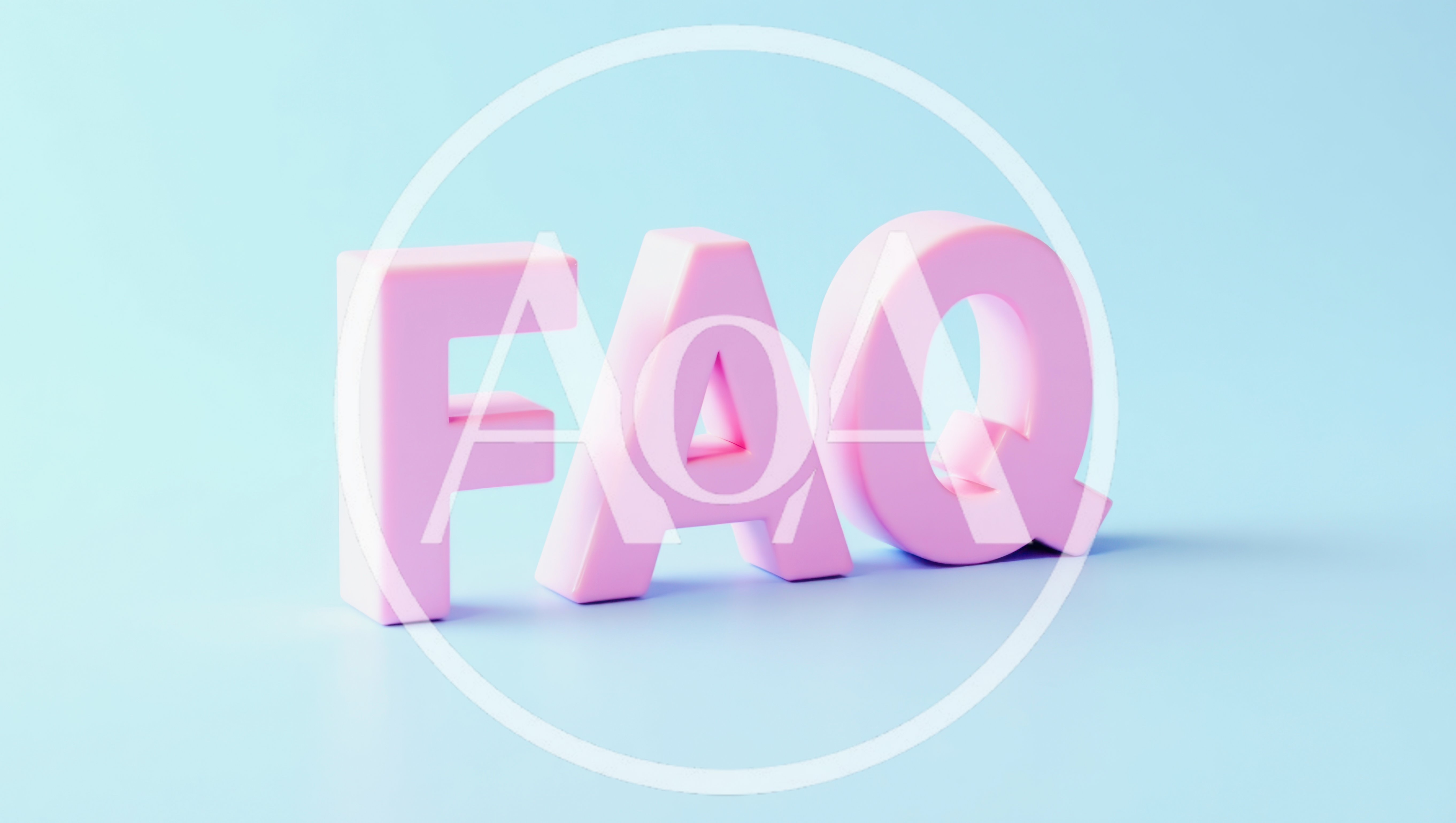 3D Pink FAQ Text On Light Blue Background
