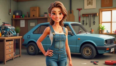 Young Female Mechanic Standing In A Garage