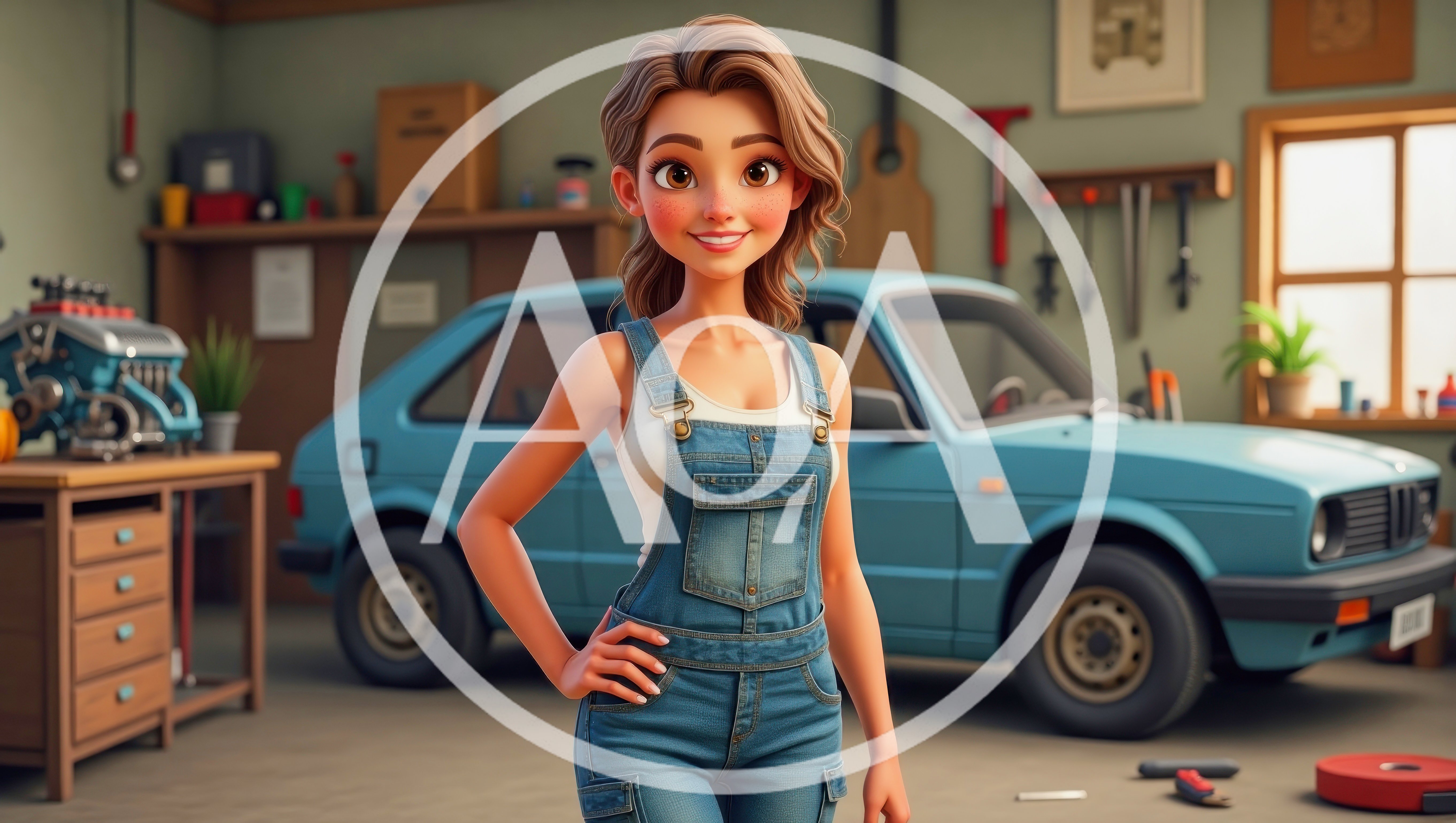 Young Female Mechanic Standing In A Garage