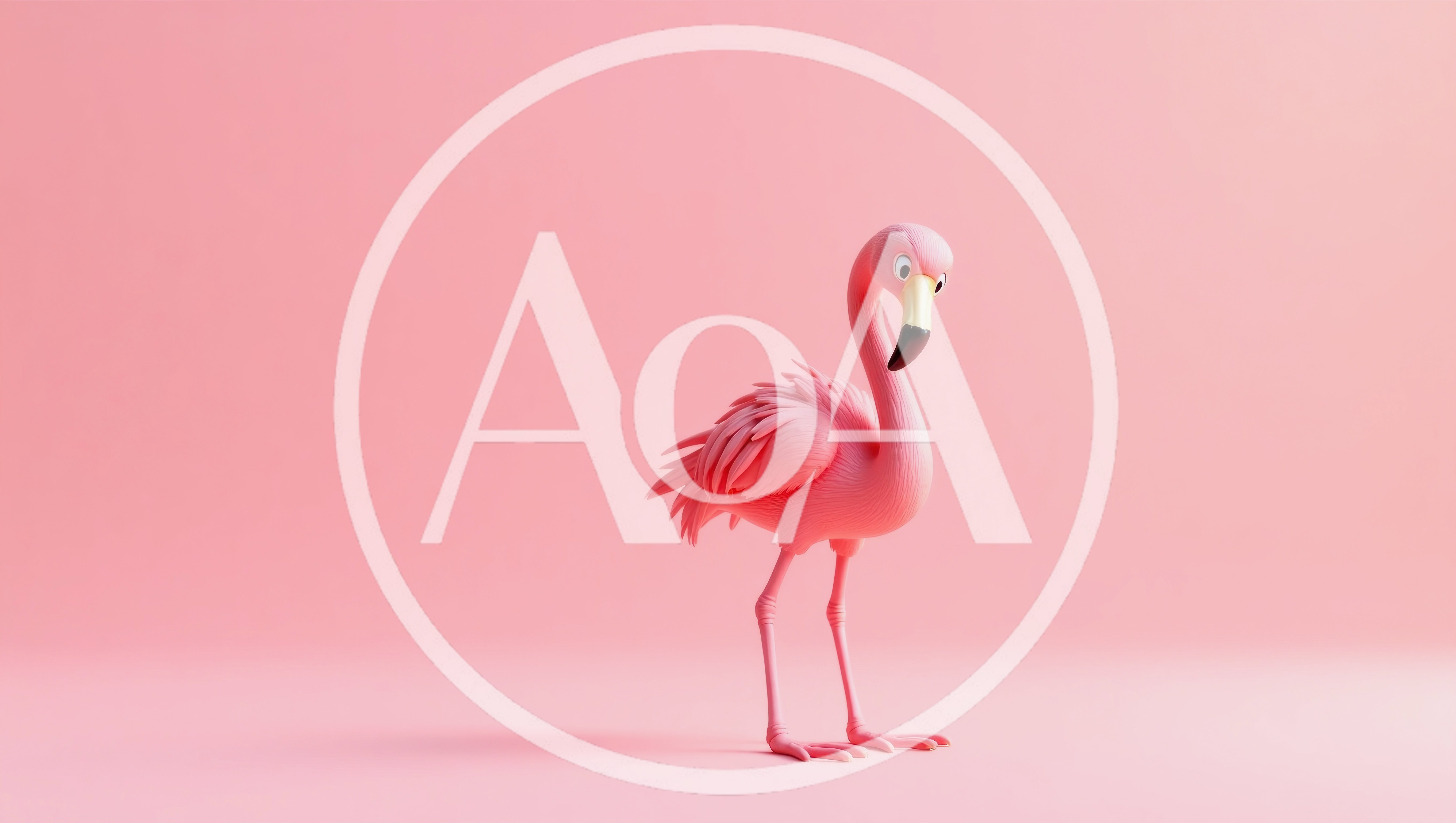 3D Rendered Cartoon Flamingo Standing On Pink Background