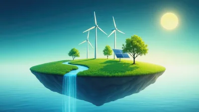 Floating Island With Renewable Energy Infrastructure