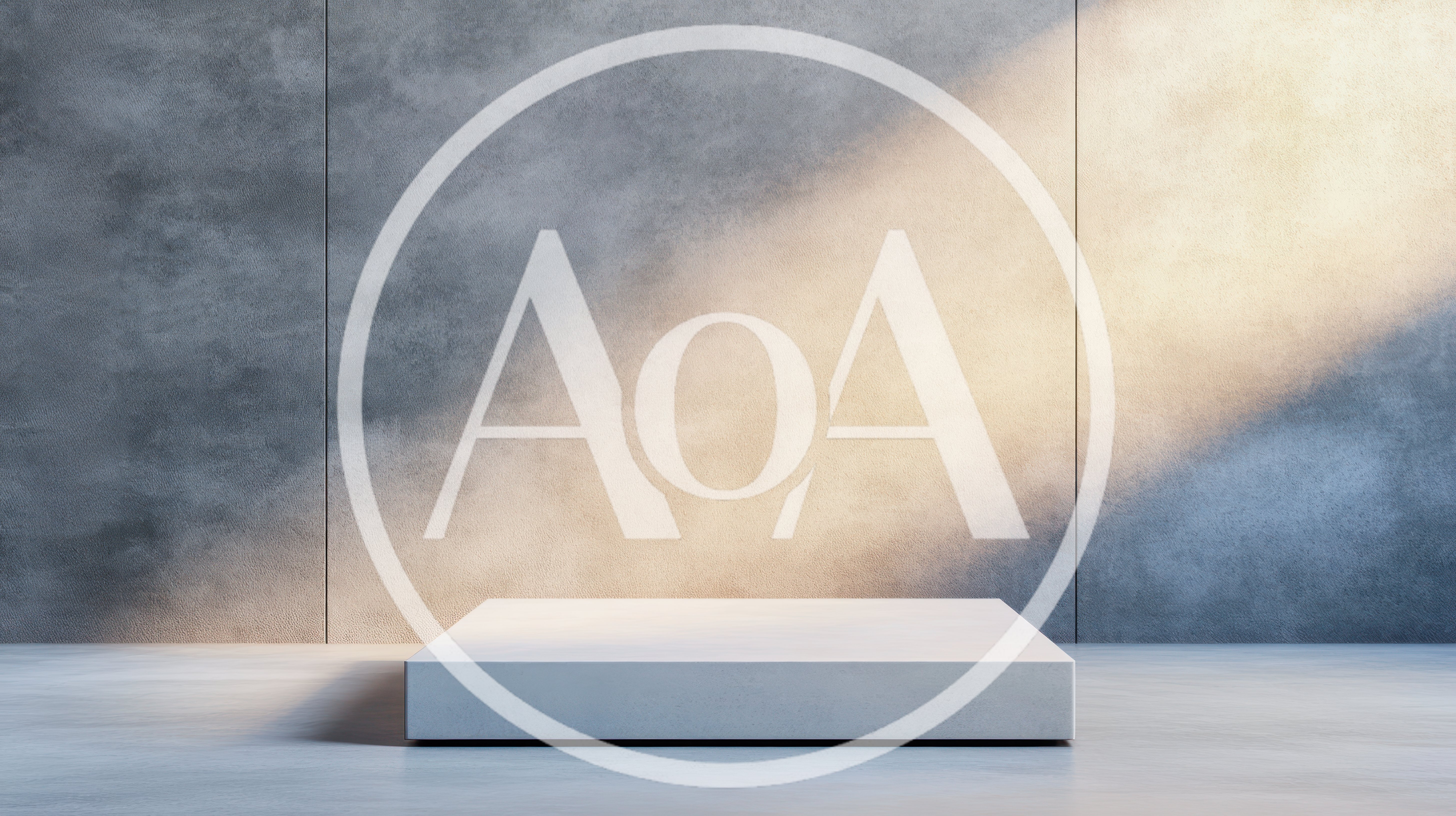 Minimalist White Product Display Pedestal Against Concrete Wall
