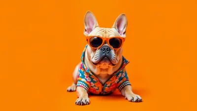 French Bulldog Wearing Sunglasses And Floral Shirt