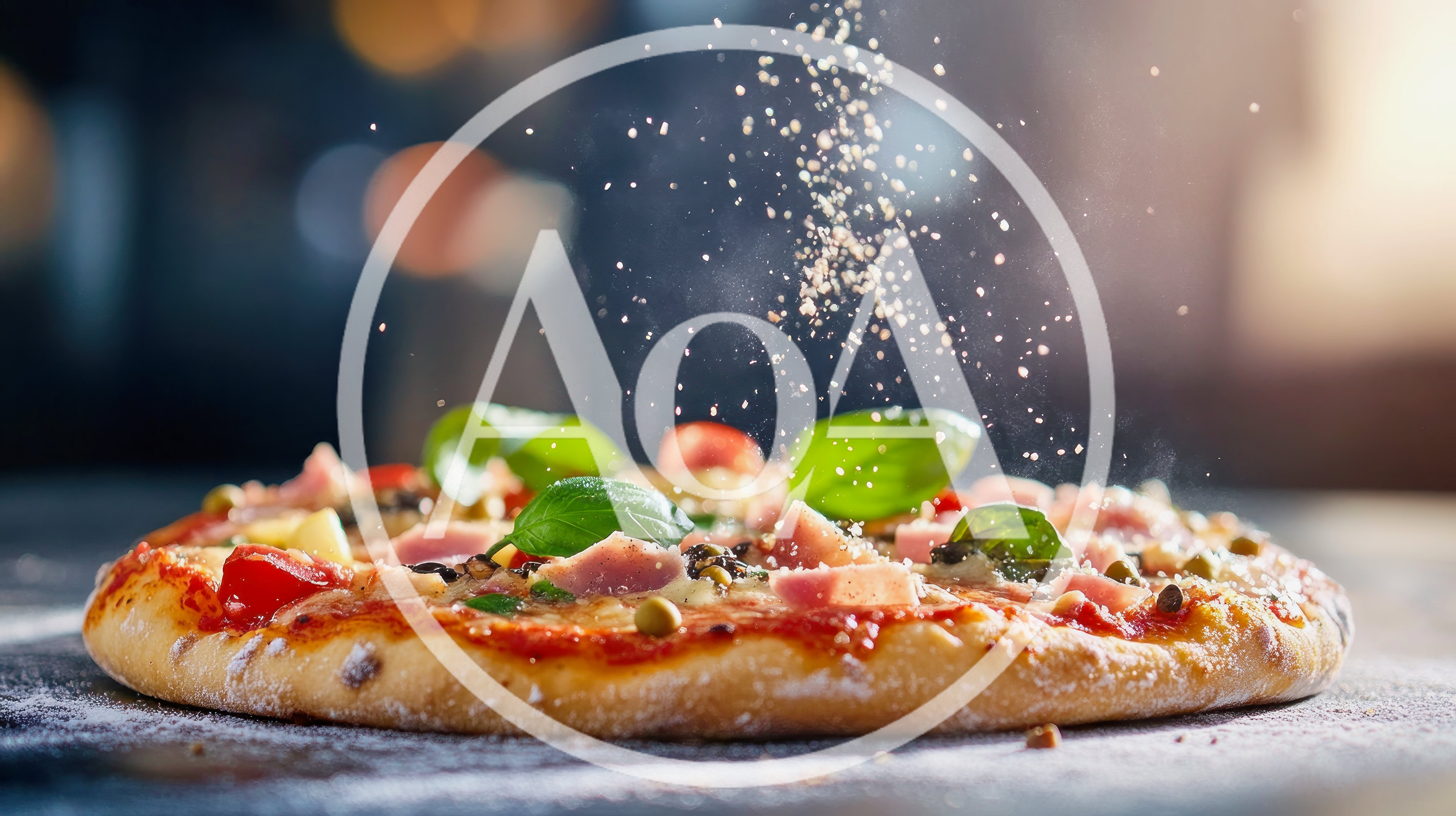 Freshly Baked Pizza With Sprinkled Seasoning