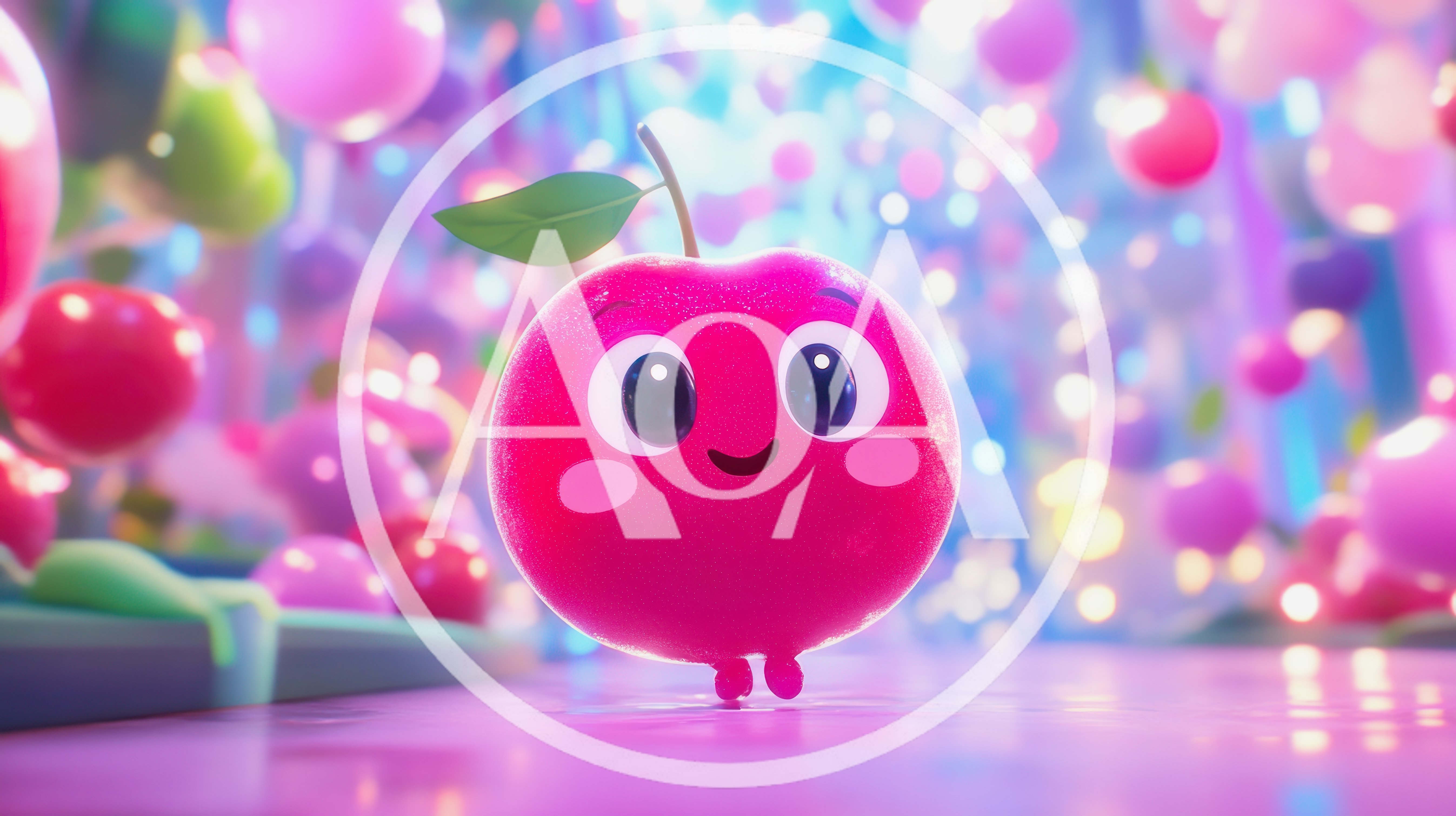 Cute Animated Pink Fruit Character Walking