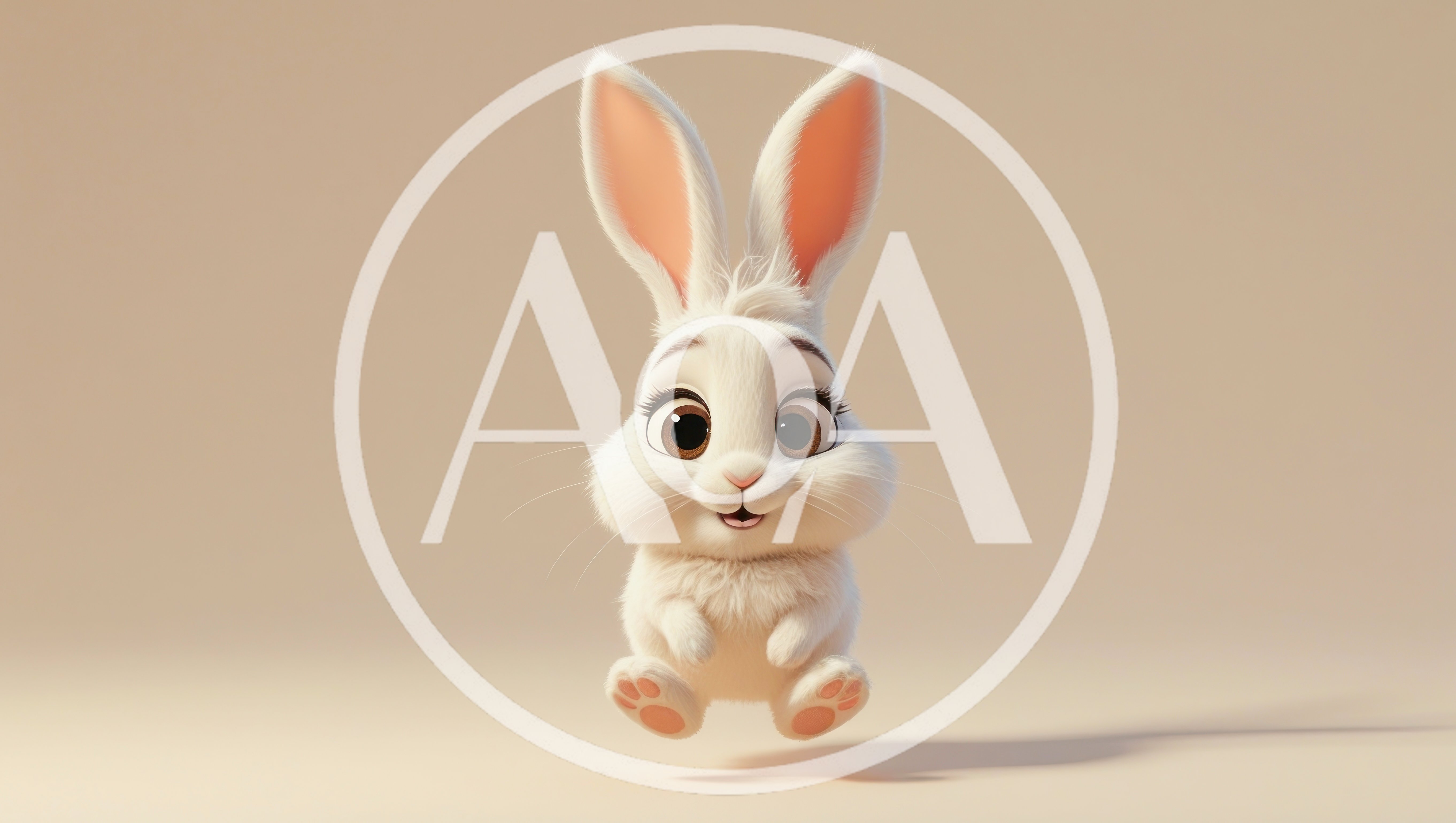Cute 3D Animated White Bunny Floating