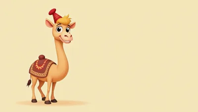 Cute Cartoon Camel Wearing A Festive Party Hat