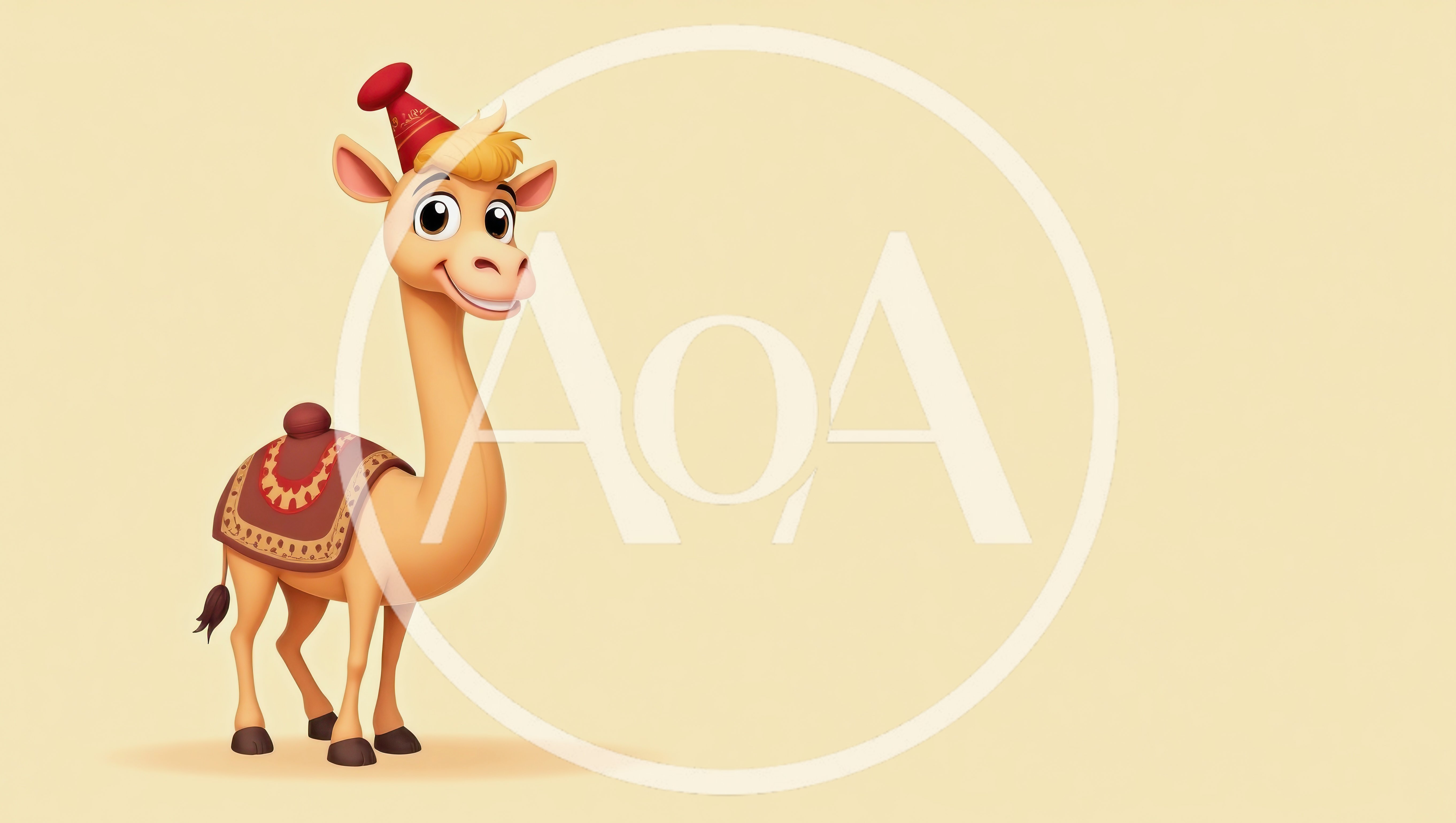 Cute Cartoon Camel Wearing A Festive Party Hat