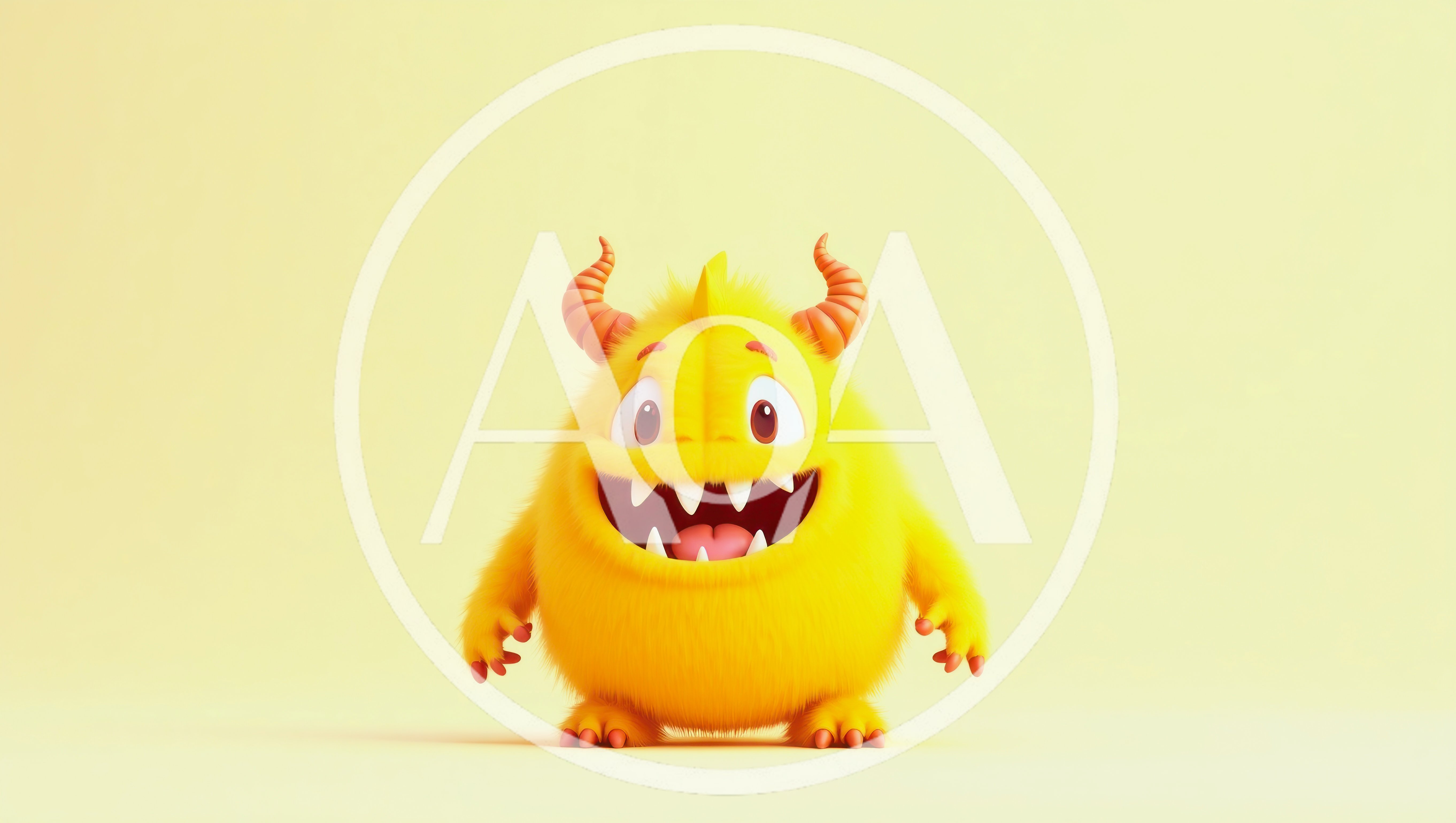 3D Render Of A Cute Yellow Furry Monster