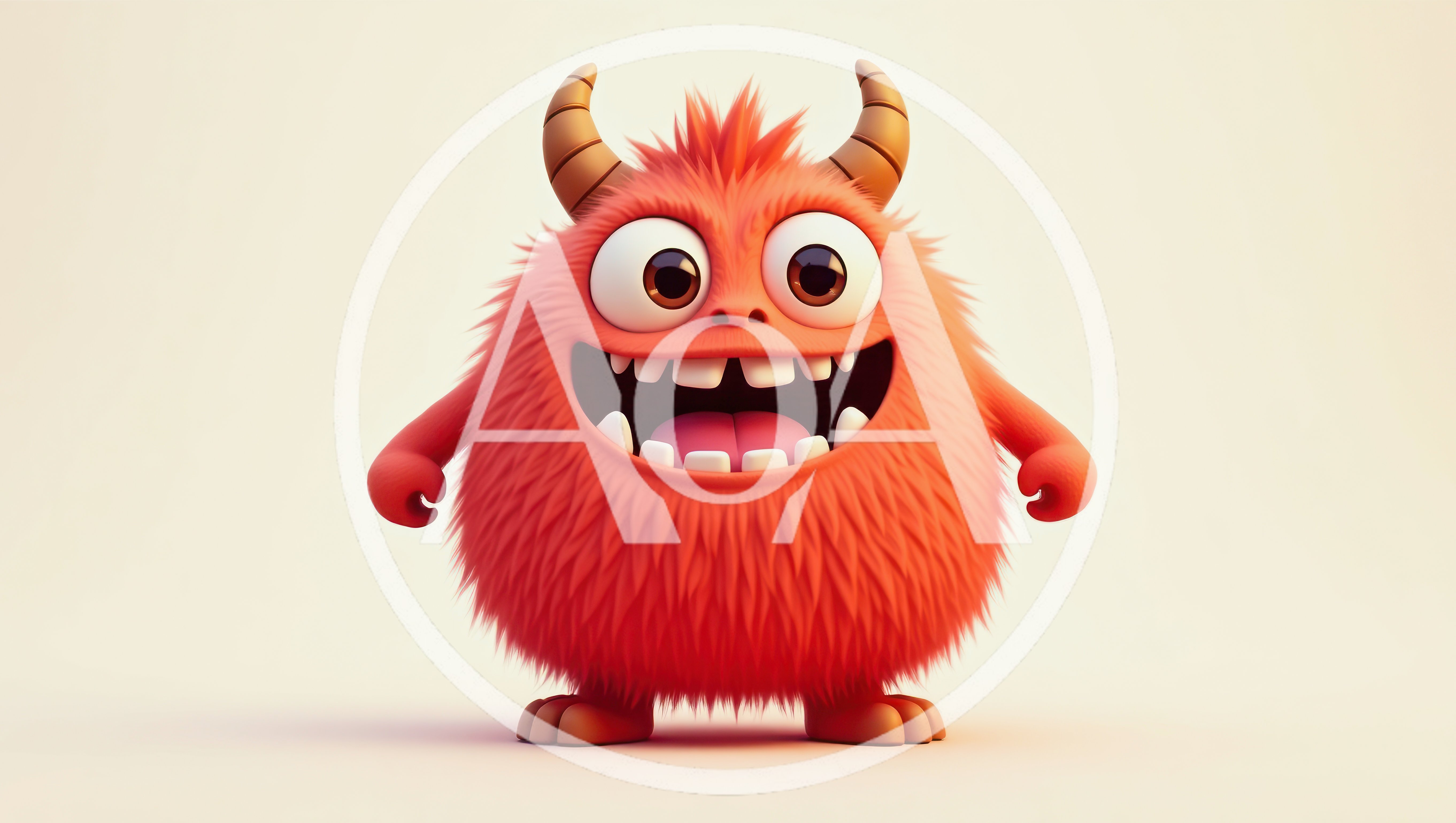 Cute Red Furry Monster Character