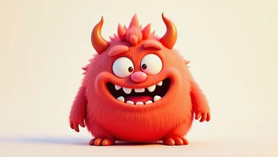 Cute Red Furry Monster Character