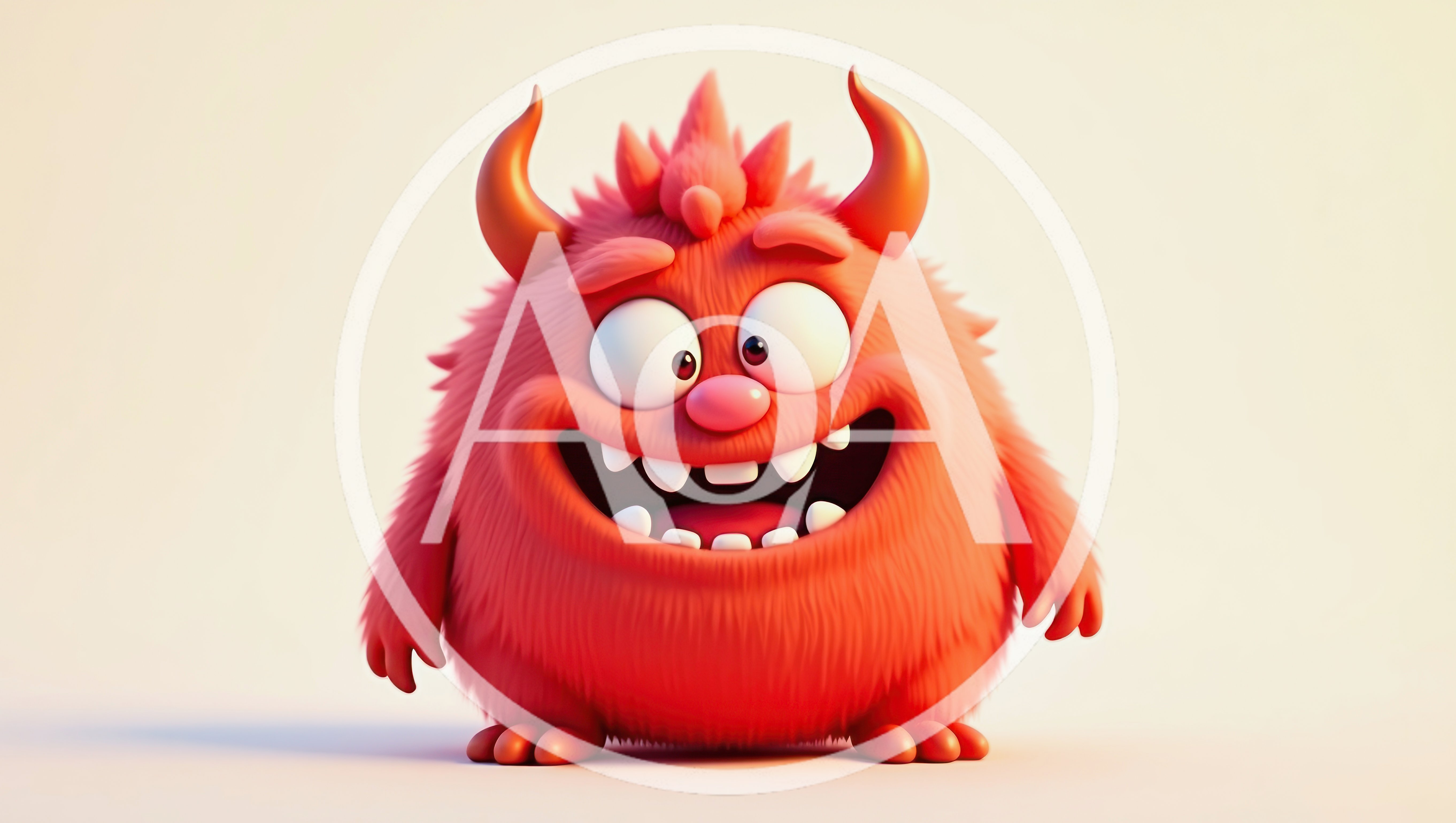 Cute Red Furry Monster Character