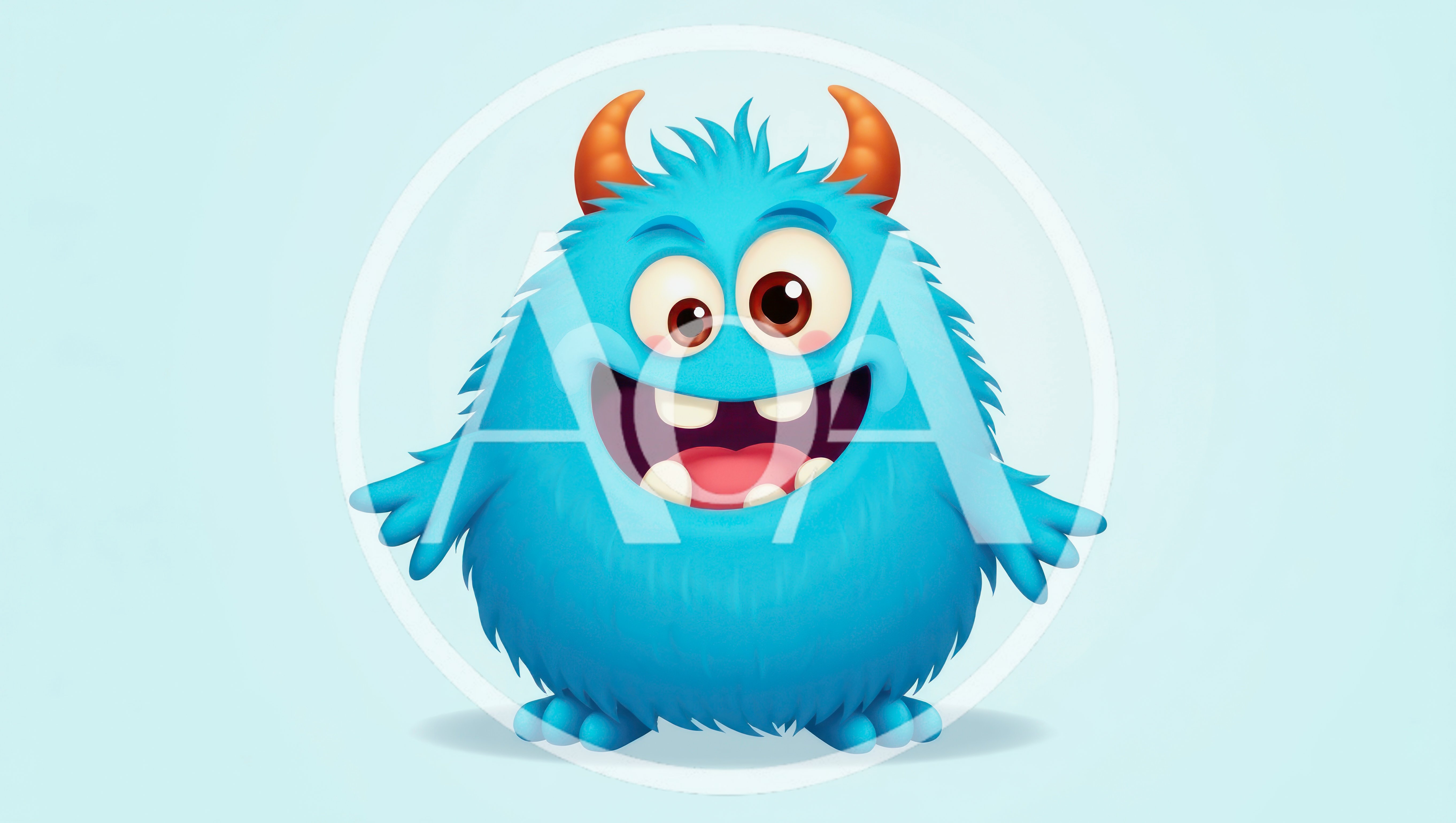Cute Blue Furry Monster Character Illustration