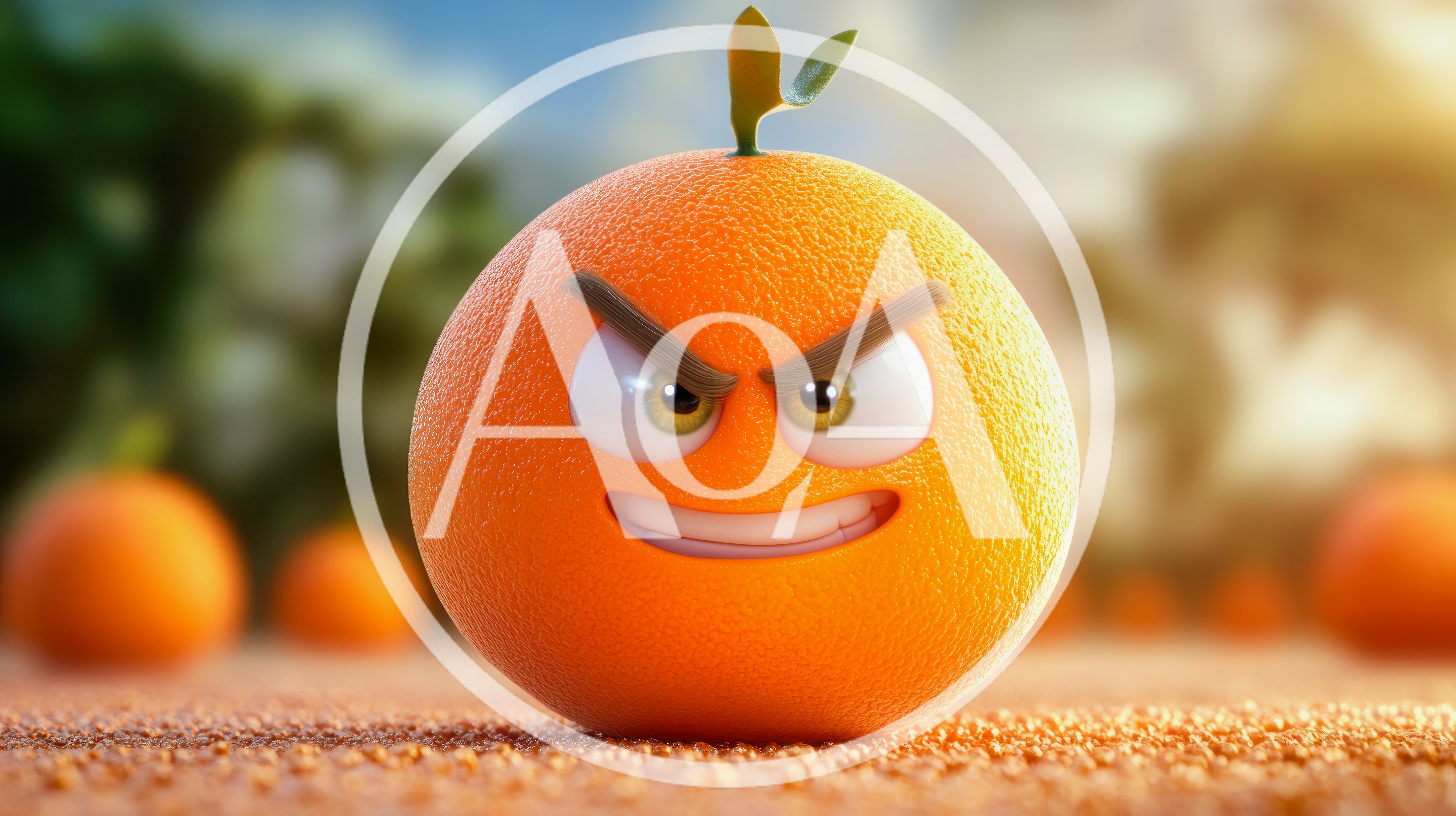 Angry Cartoon Orange Character With Grumpy Facial Expression