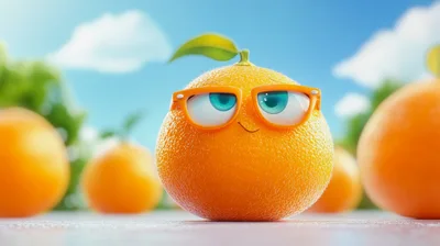 Cute Cartoon Orange Character Wearing Orange Glasses